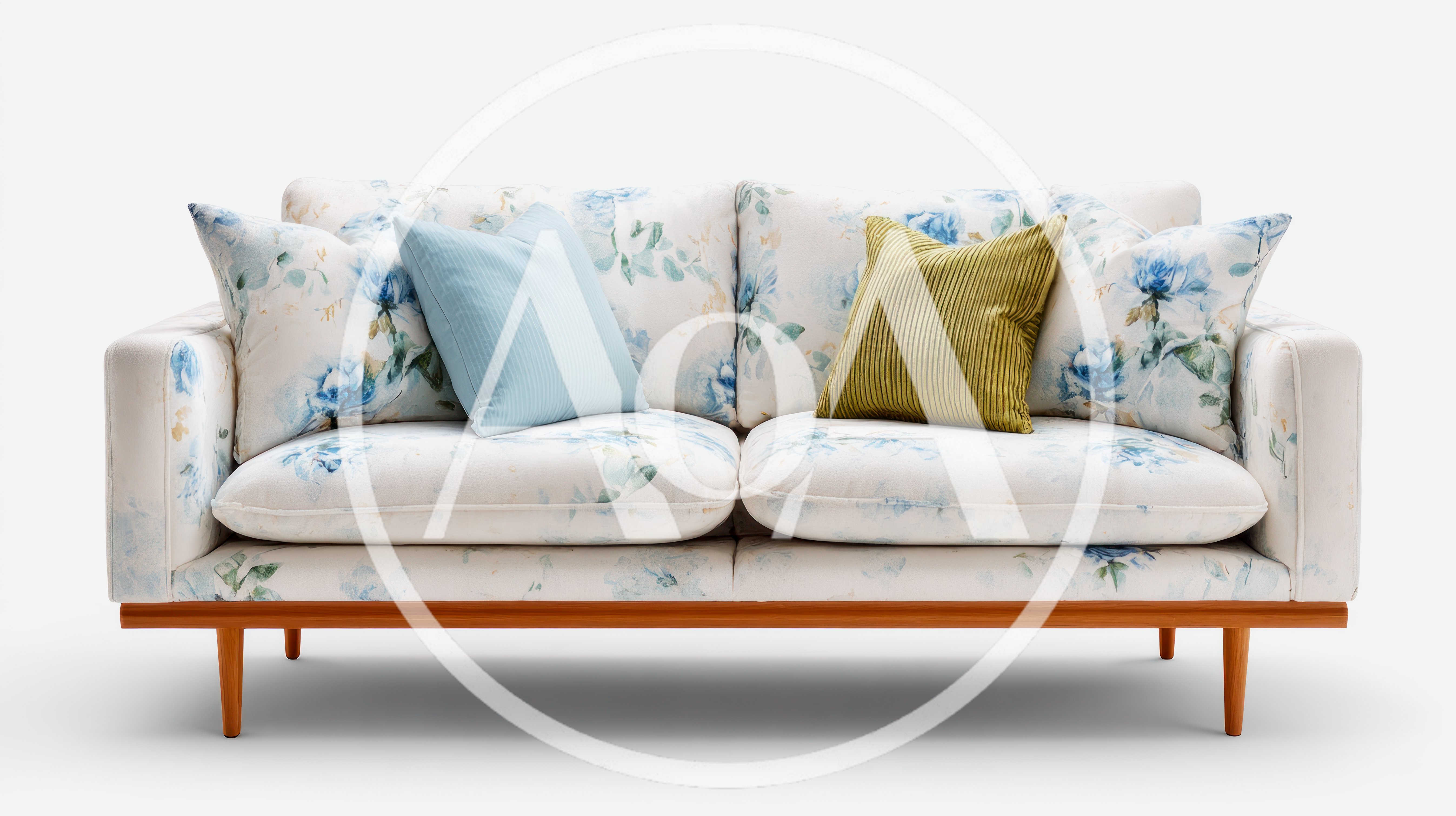 Floral Pattern Sofa With Decorative Throw Pillows