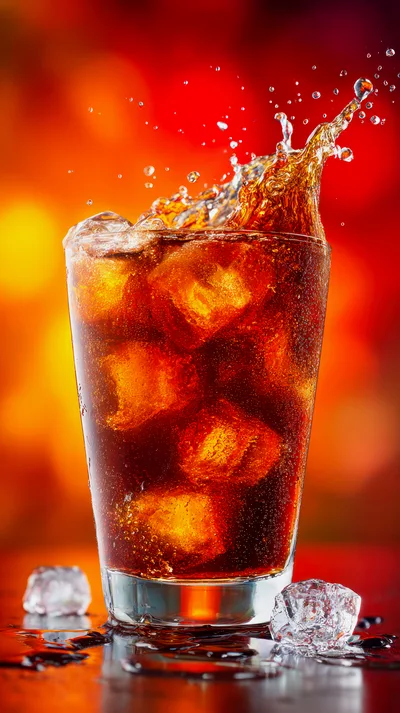 Refreshing Glass of Cola with Ice and Splash