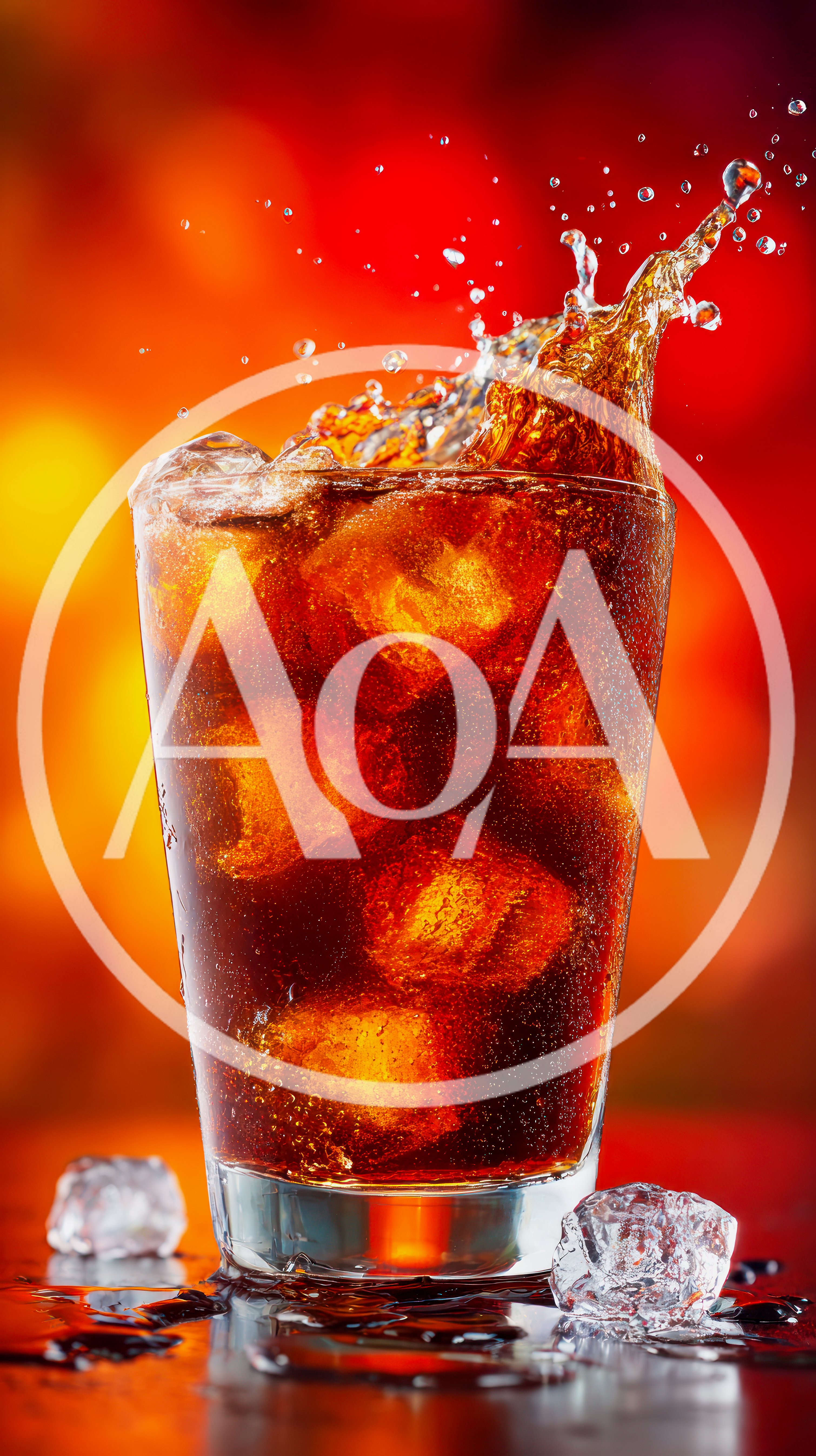 Refreshing Glass of Cola with Ice and Splash