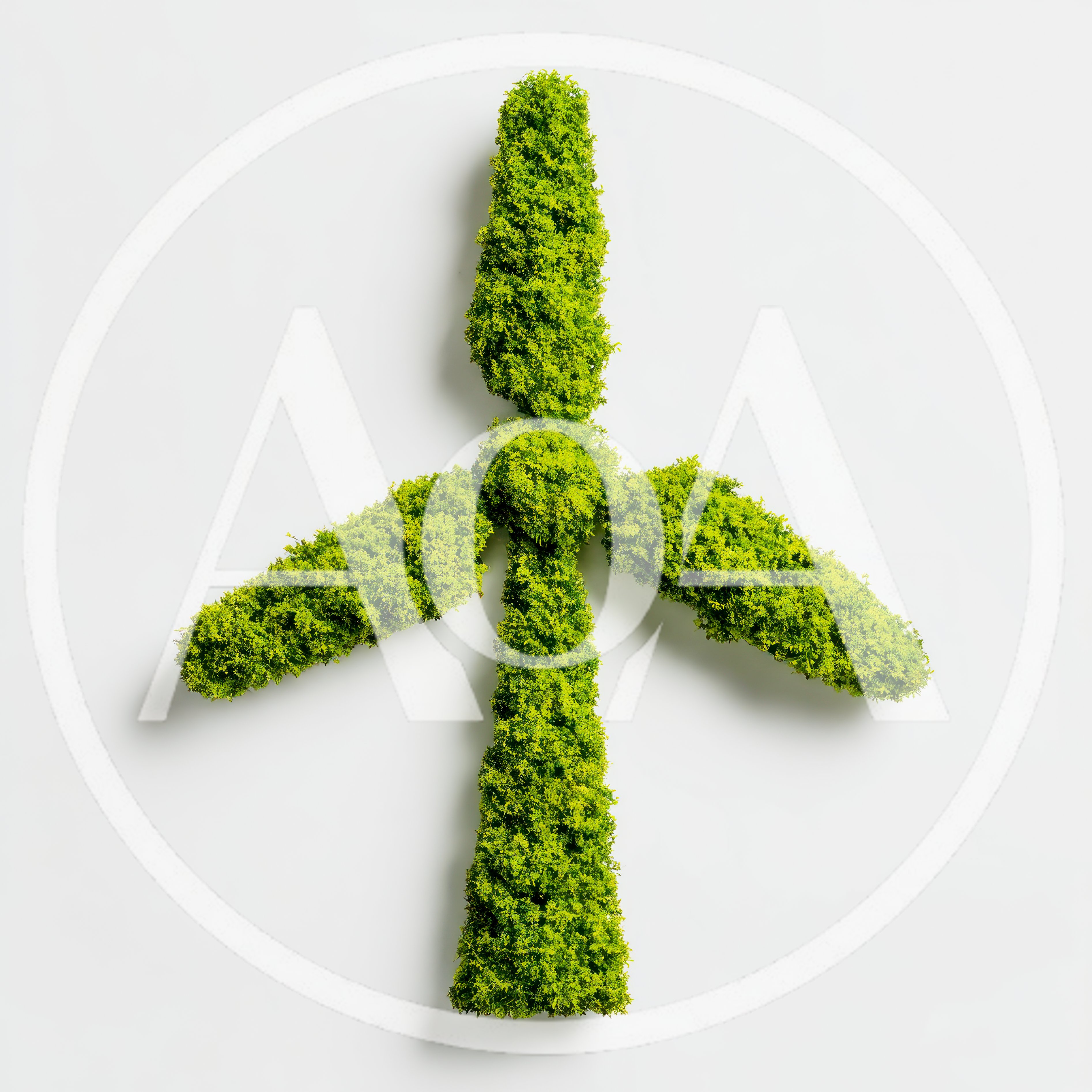 Wind Turbine Shape Made Of Green Foliage