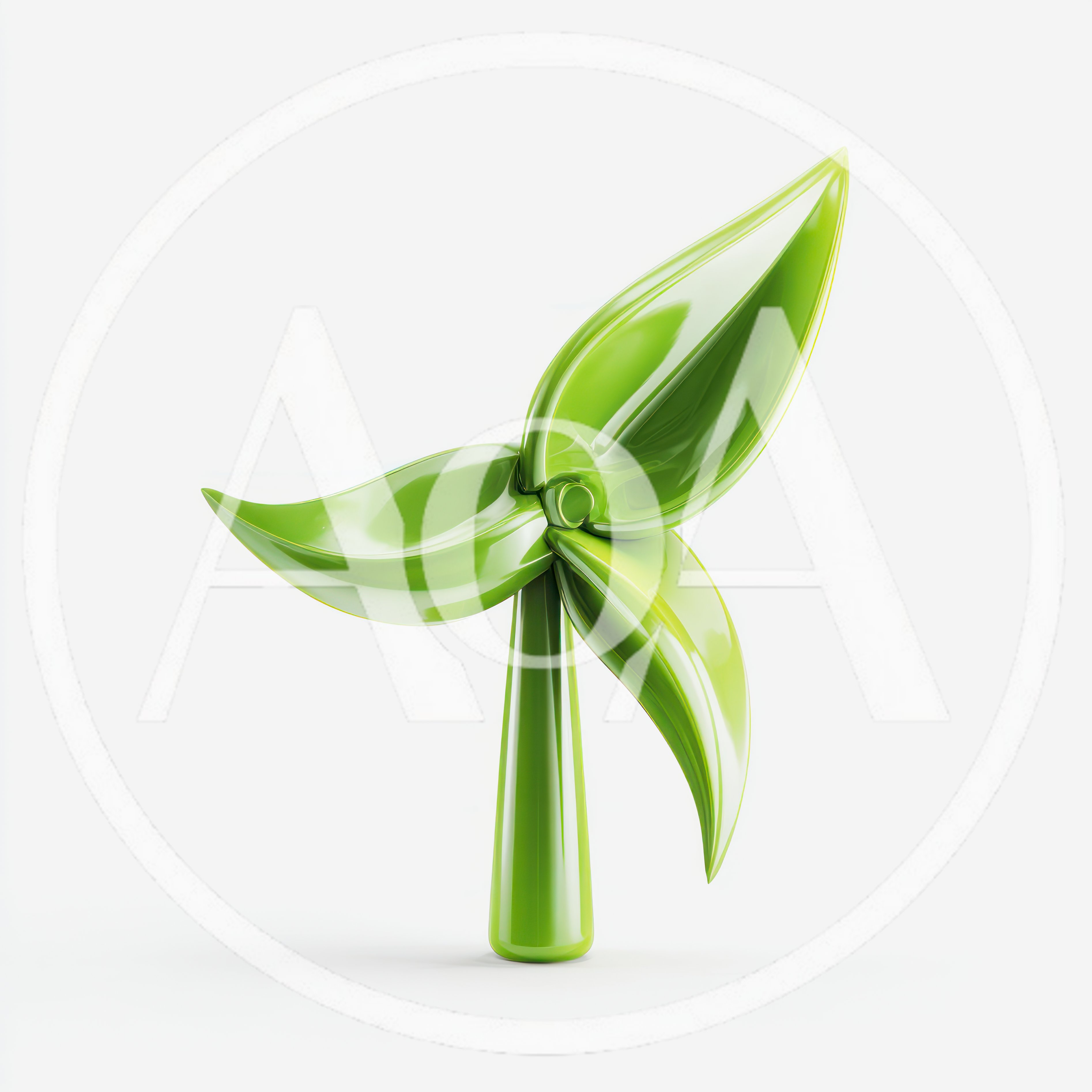 3D Rendered Green Wind Turbine Leaf Concept