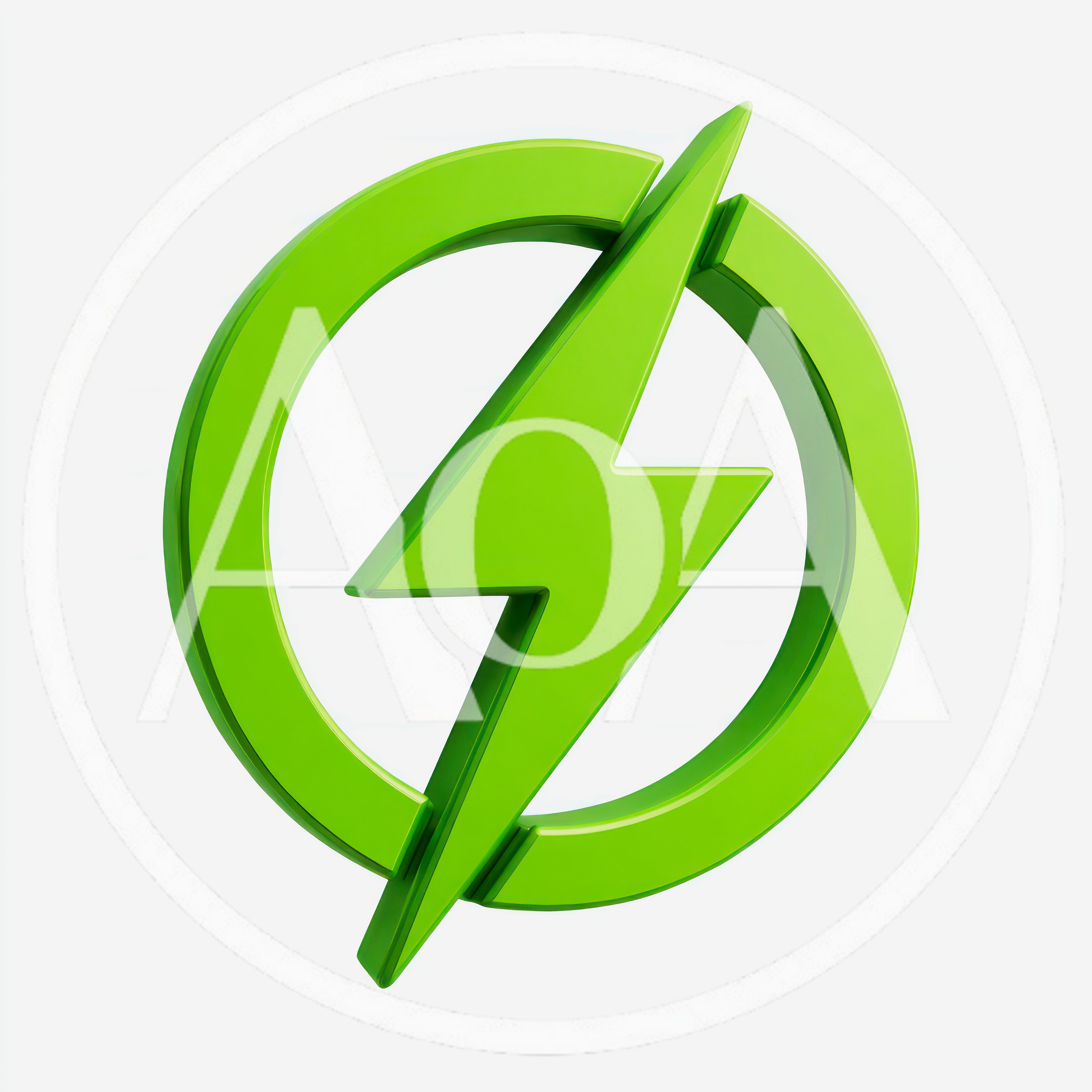3D Green Lightning Bolt Symbol Inside A Circle