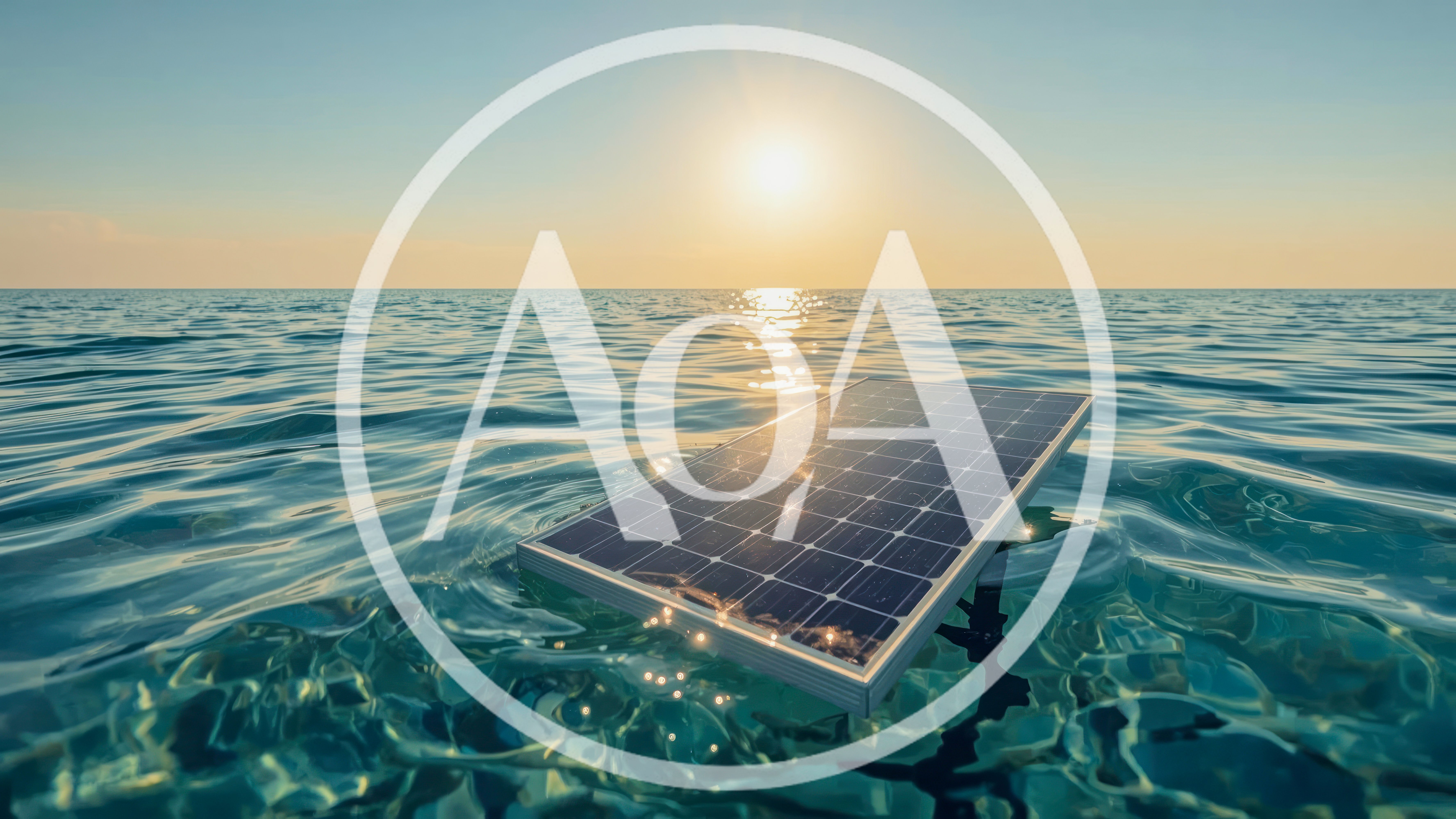 Floating Solar Panel On Calm Ocean Surface