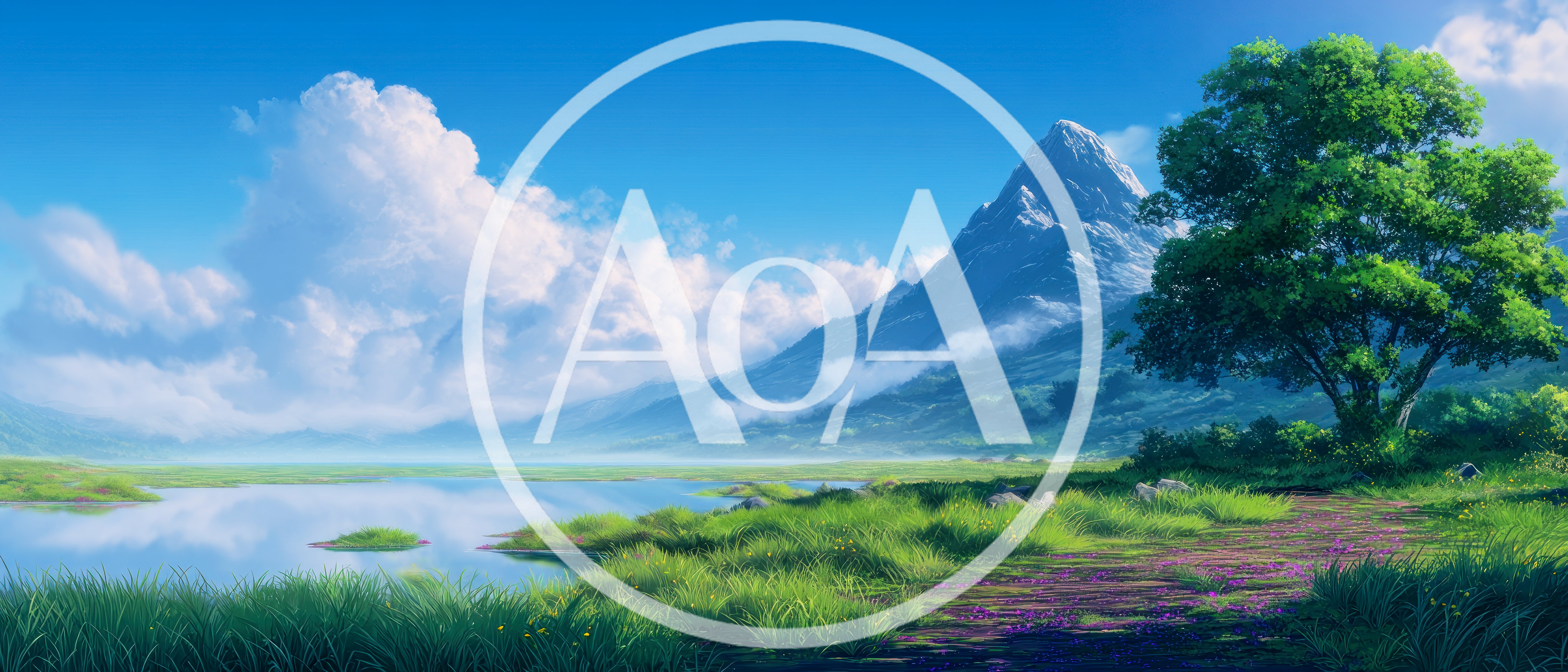 Scenic Landscape With Lush Green Meadow And Mountain Peak