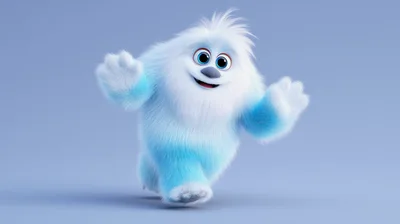 Cute Animated Yeti Character Walking Happily