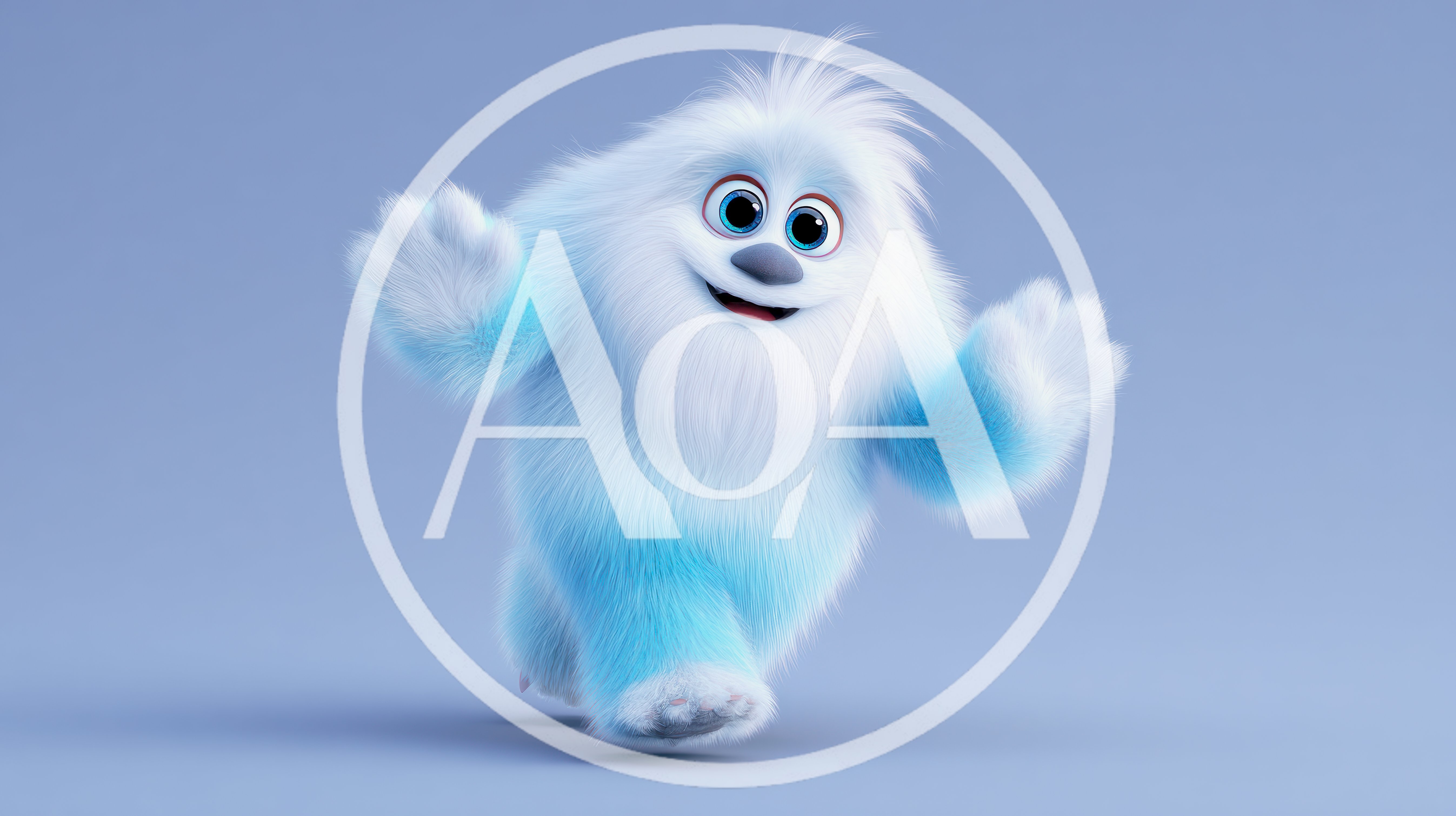 Cute Animated Yeti Character Walking Happily
