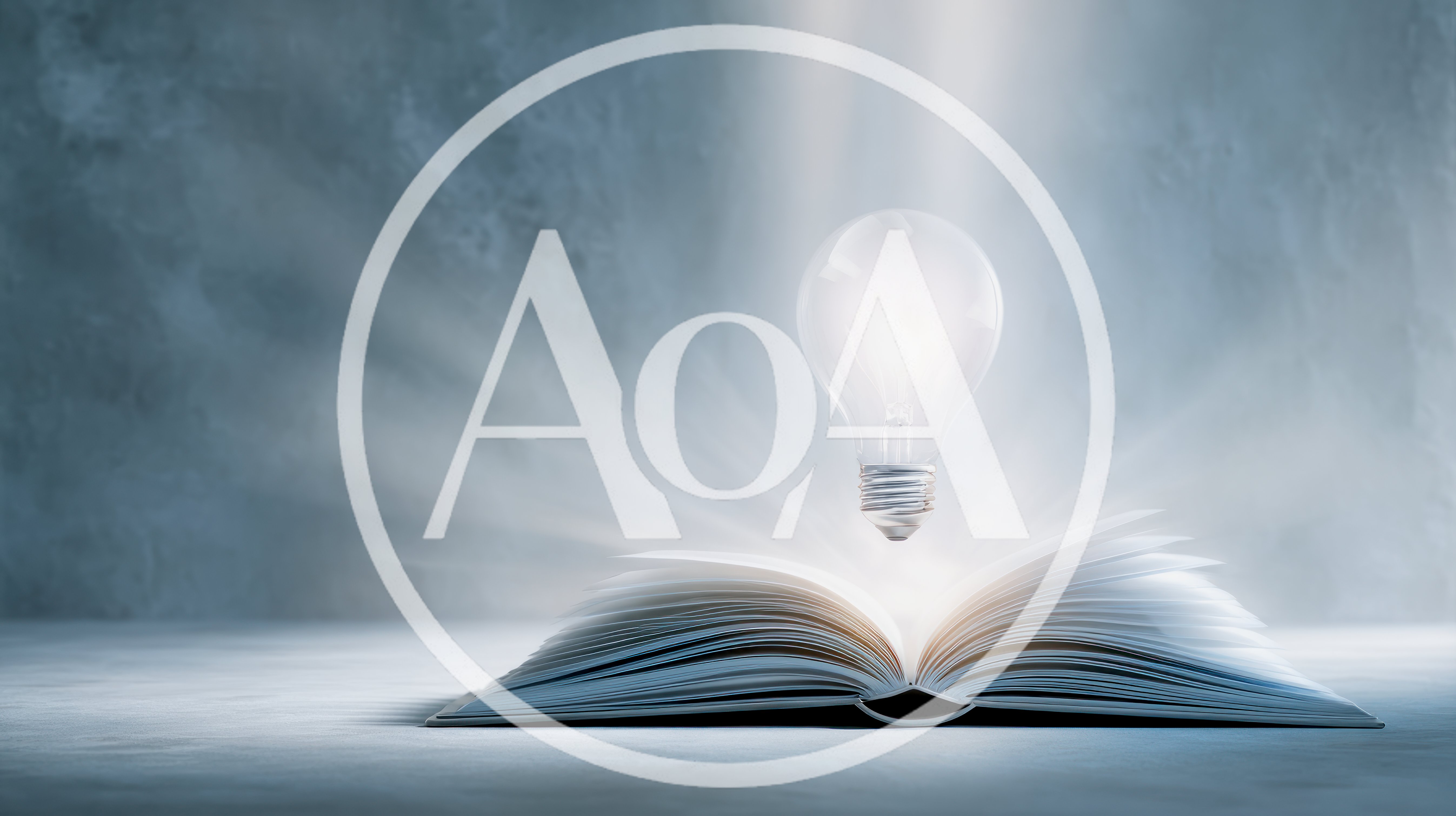 Glowing Light Bulb Floating Above Open Book