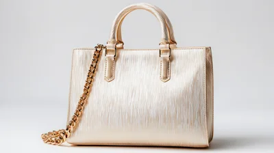 Elegant Metallic Gold Handbag With Chain Strap