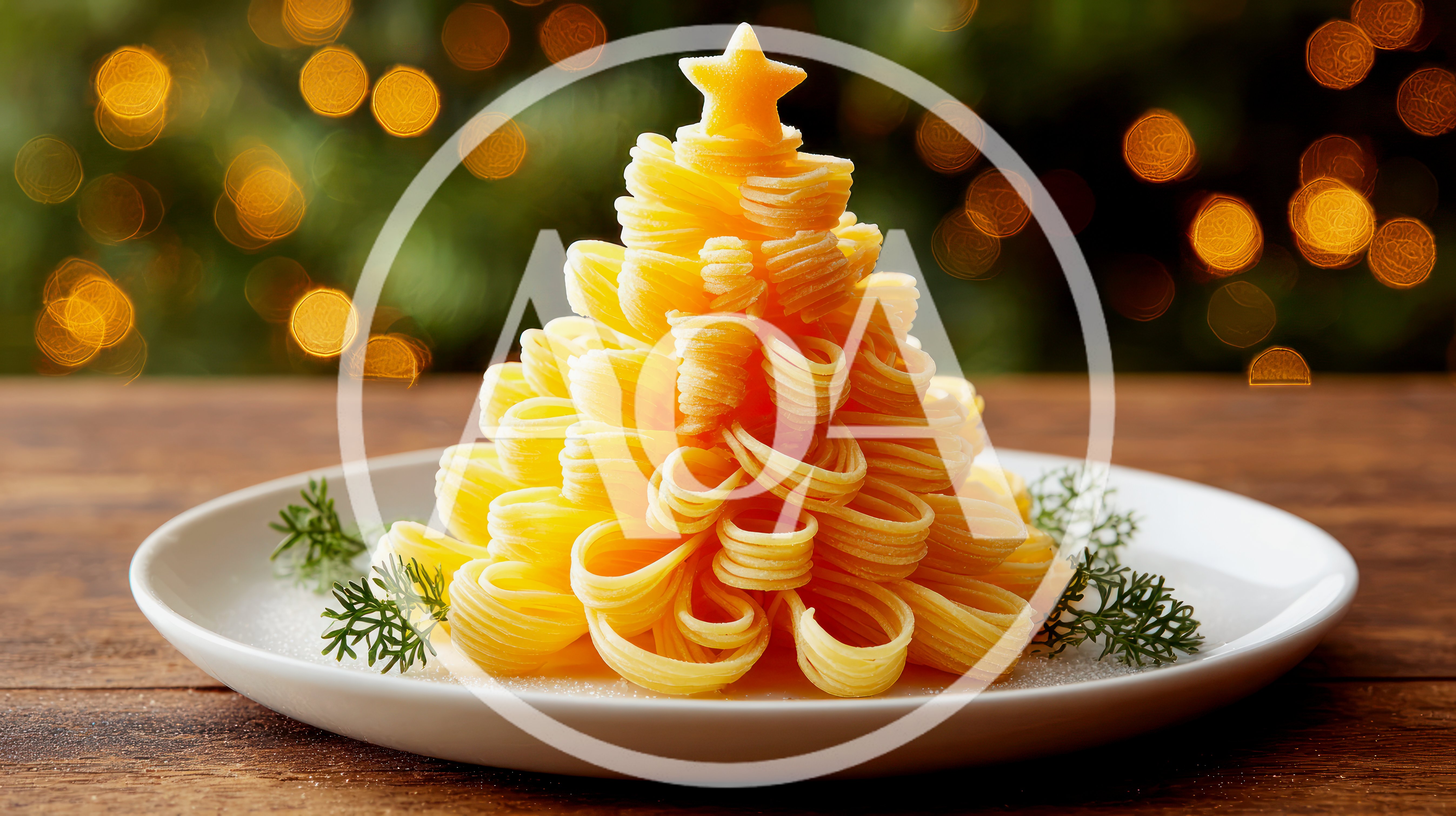 Christmas Tree Made Of Pasta On A Plate