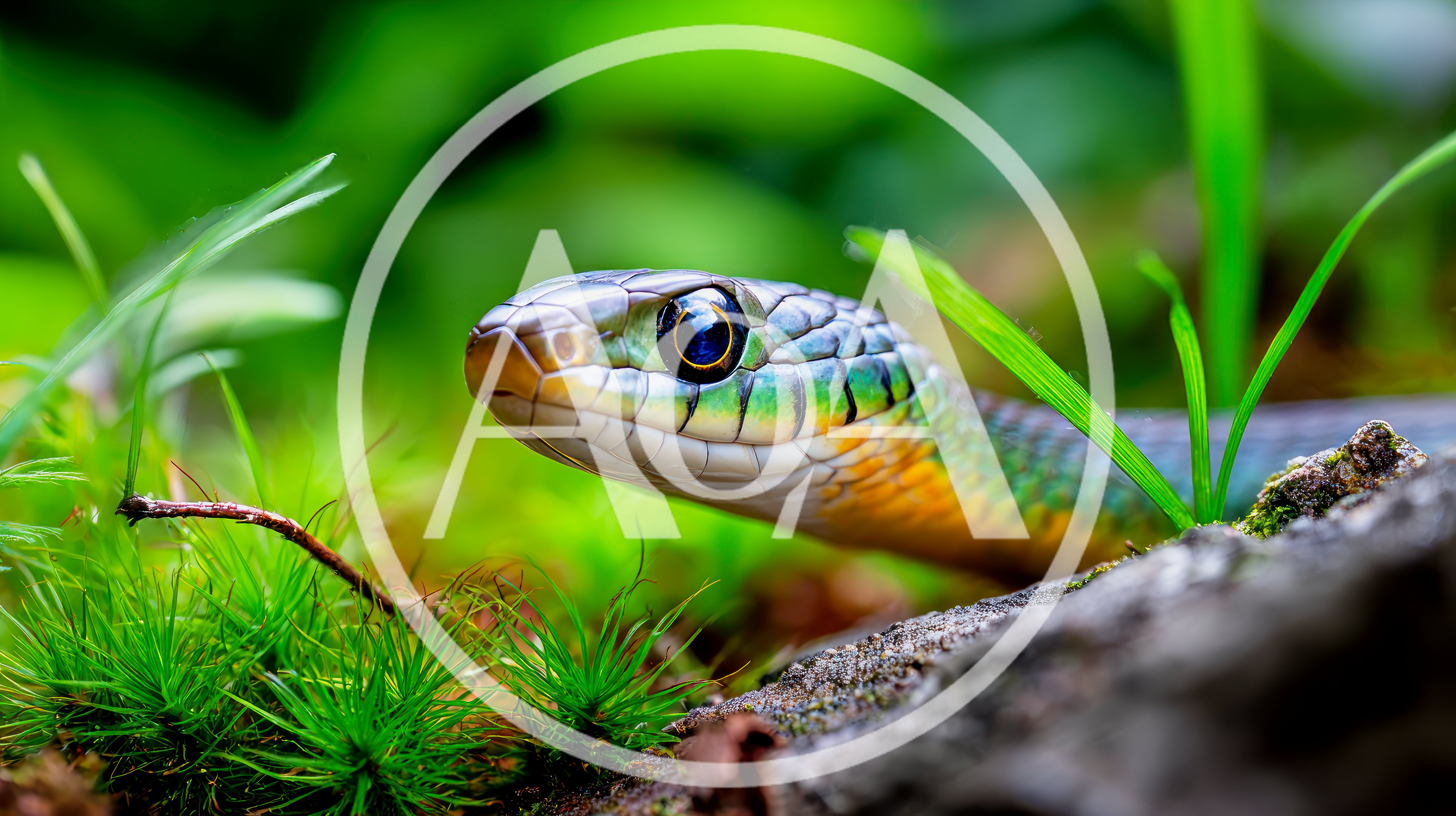 Close Up Of A Colorful Garter Snake In Nature