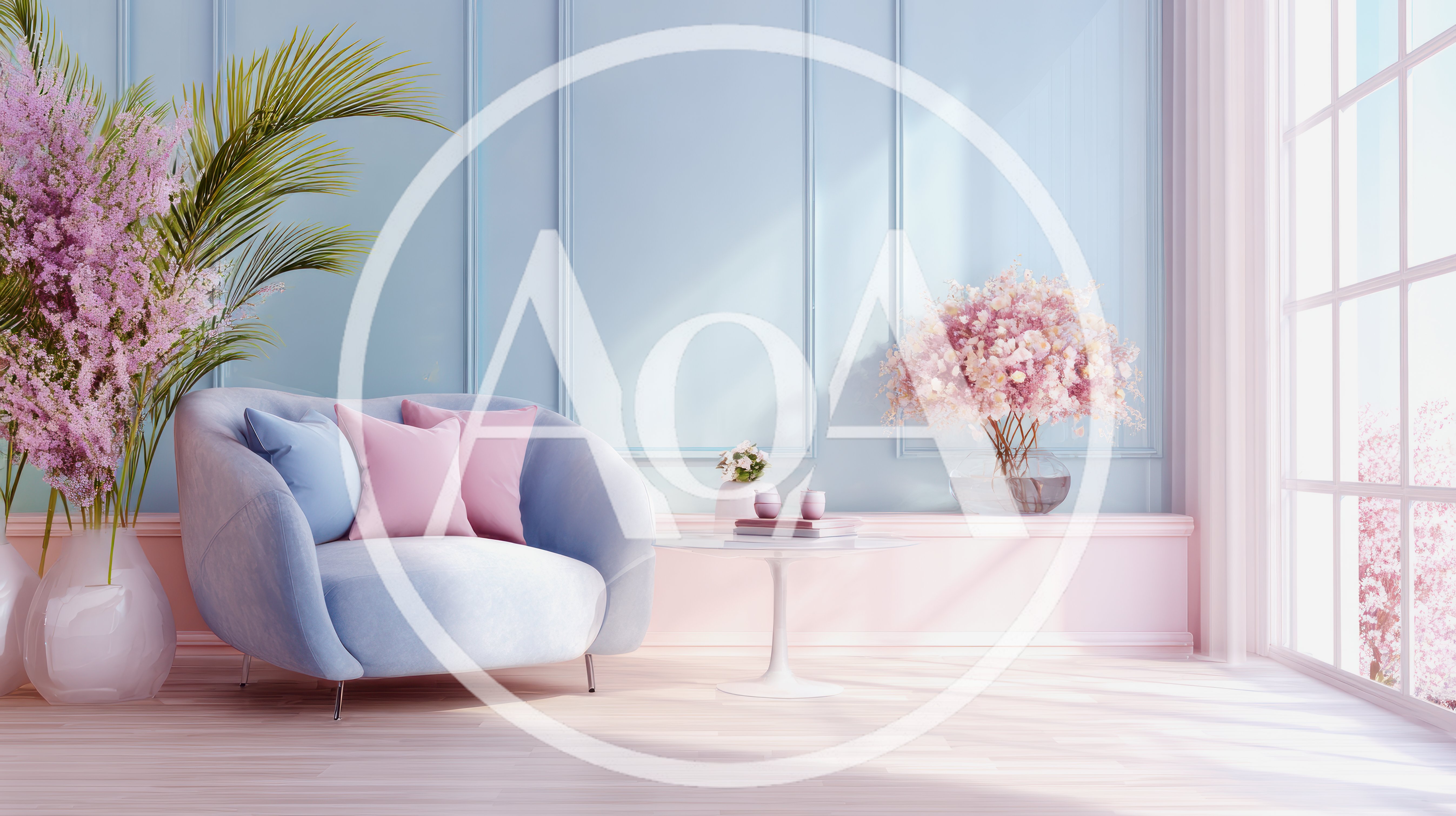 Modern Living Room Interior With Pastel Furniture