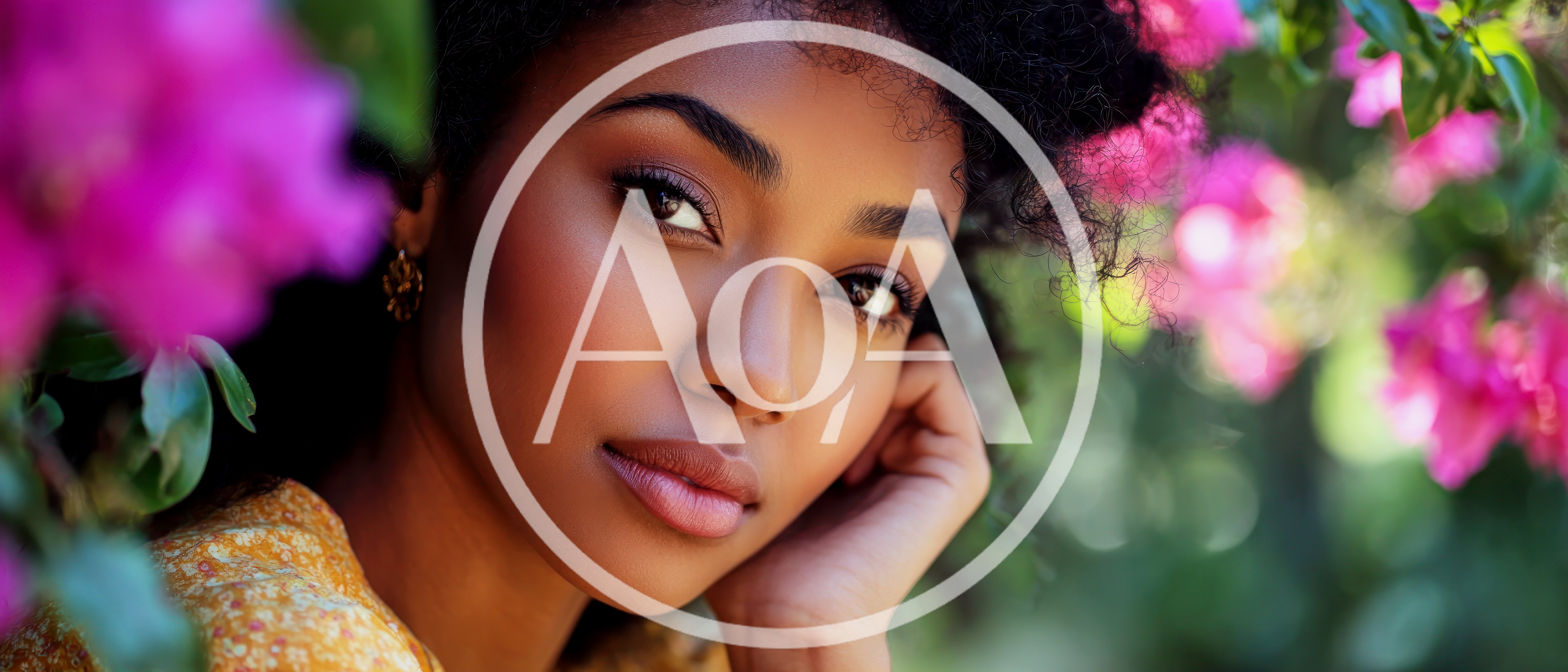 Portrait Of A Beautiful Young Woman Among Flowers