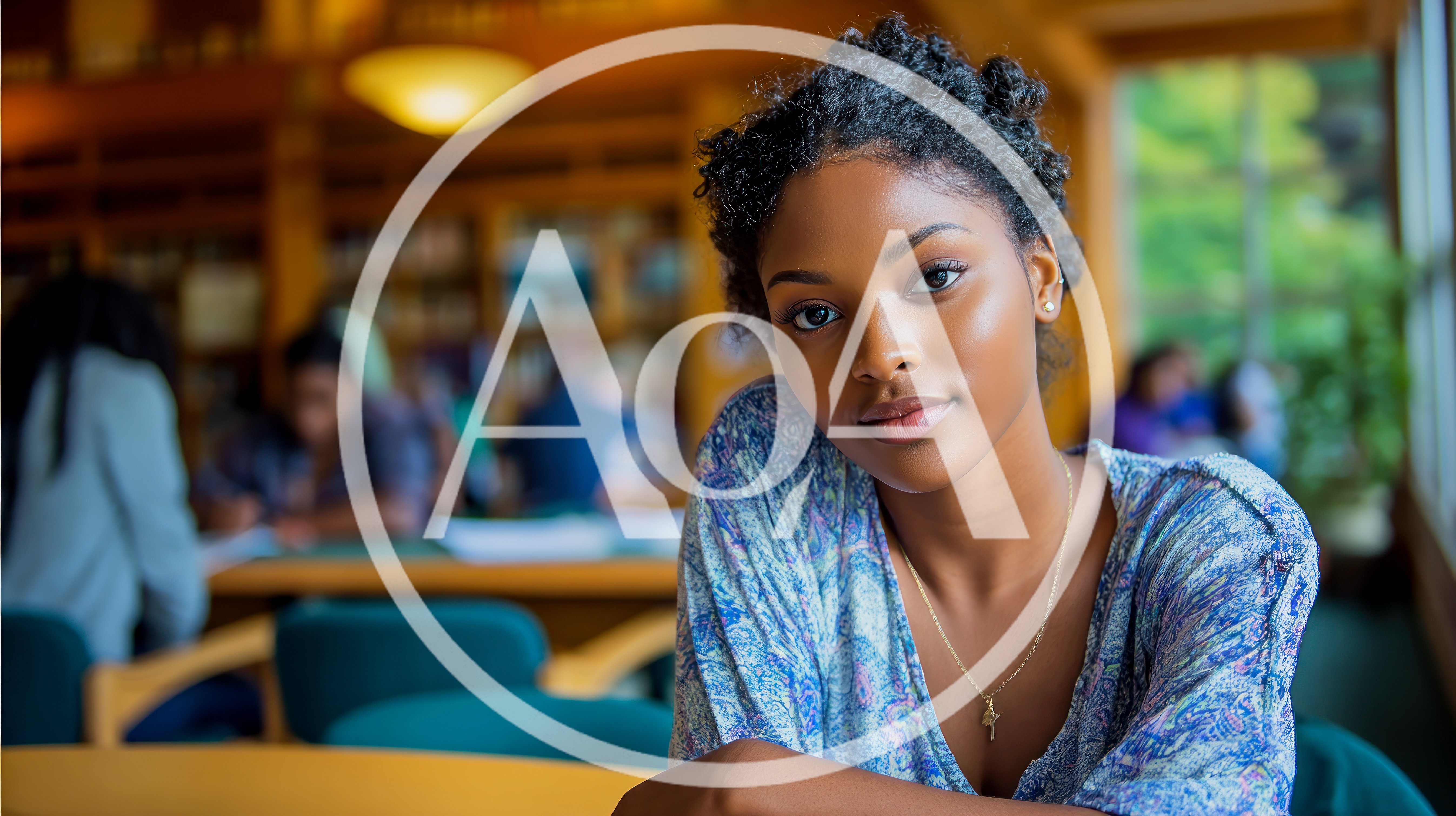 Young African American Woman Studying In A Library