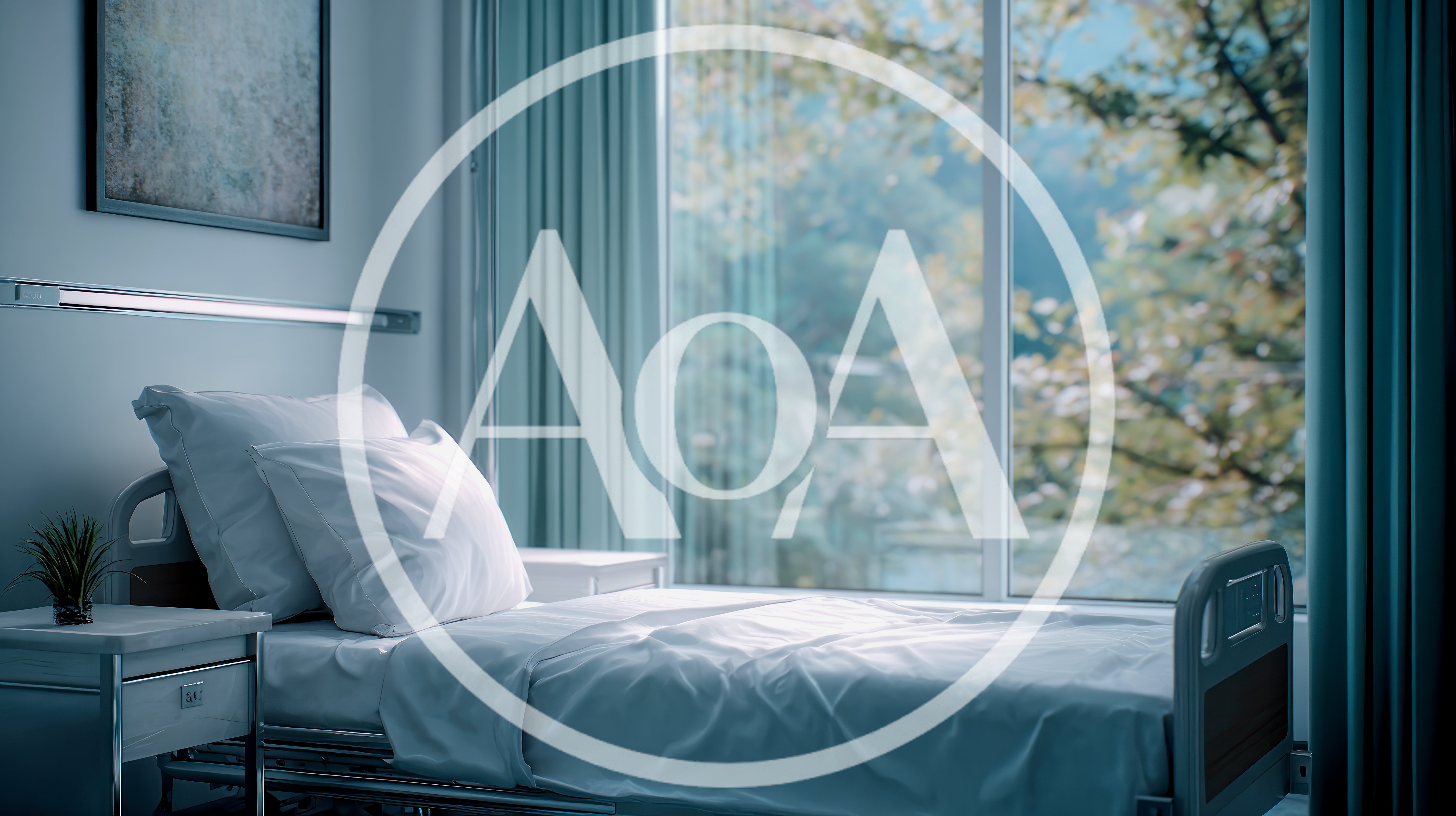 Empty Hospital Room With Bed And Large Window