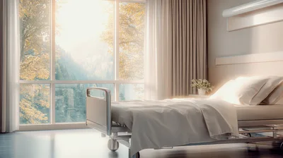 Empty Hospital Room With Scenic Mountain View