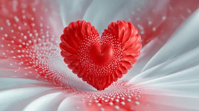 Abstract Red Heart Shape With Textured Petals