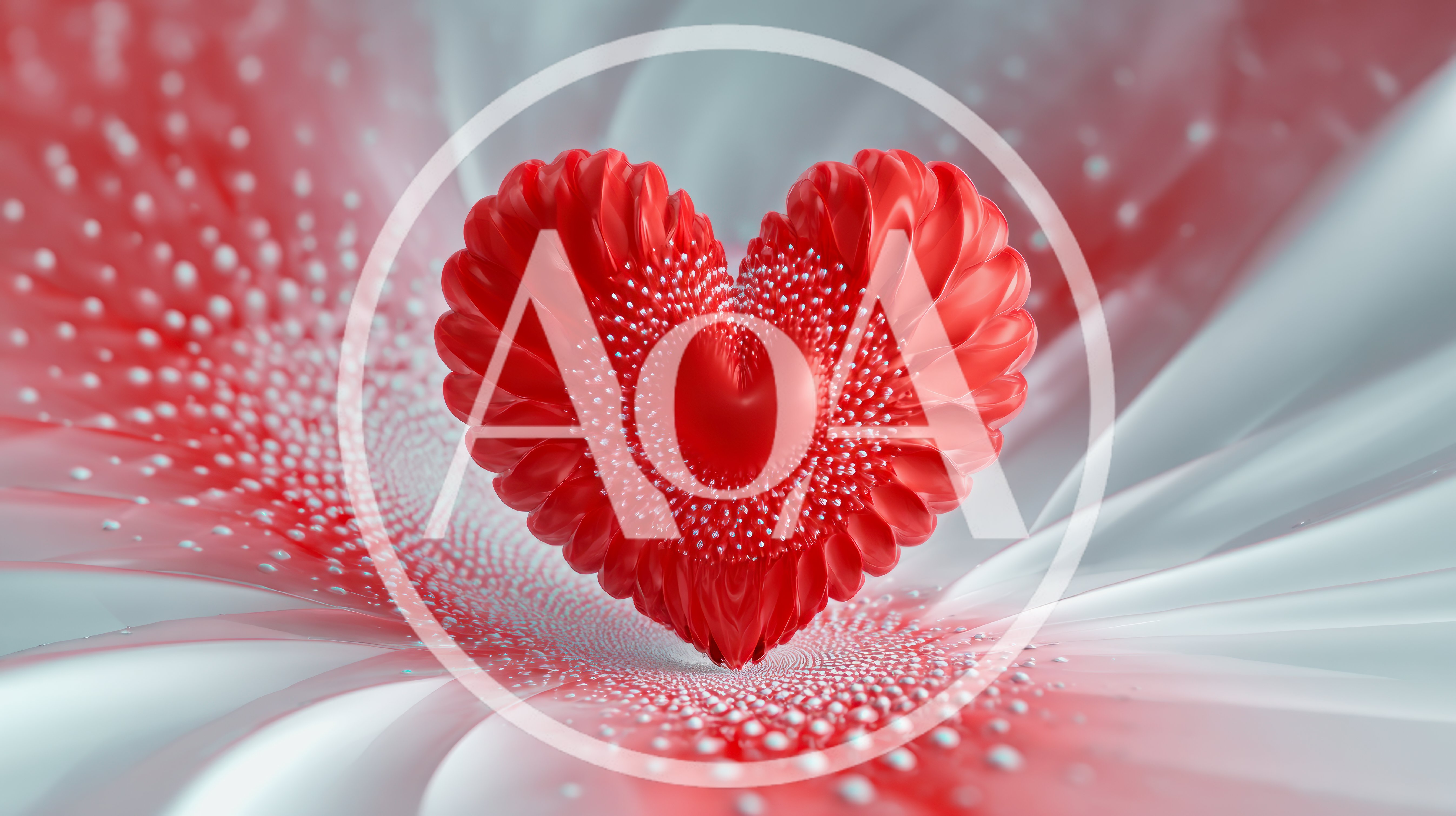 Abstract Red Heart Shape With Textured Petals
