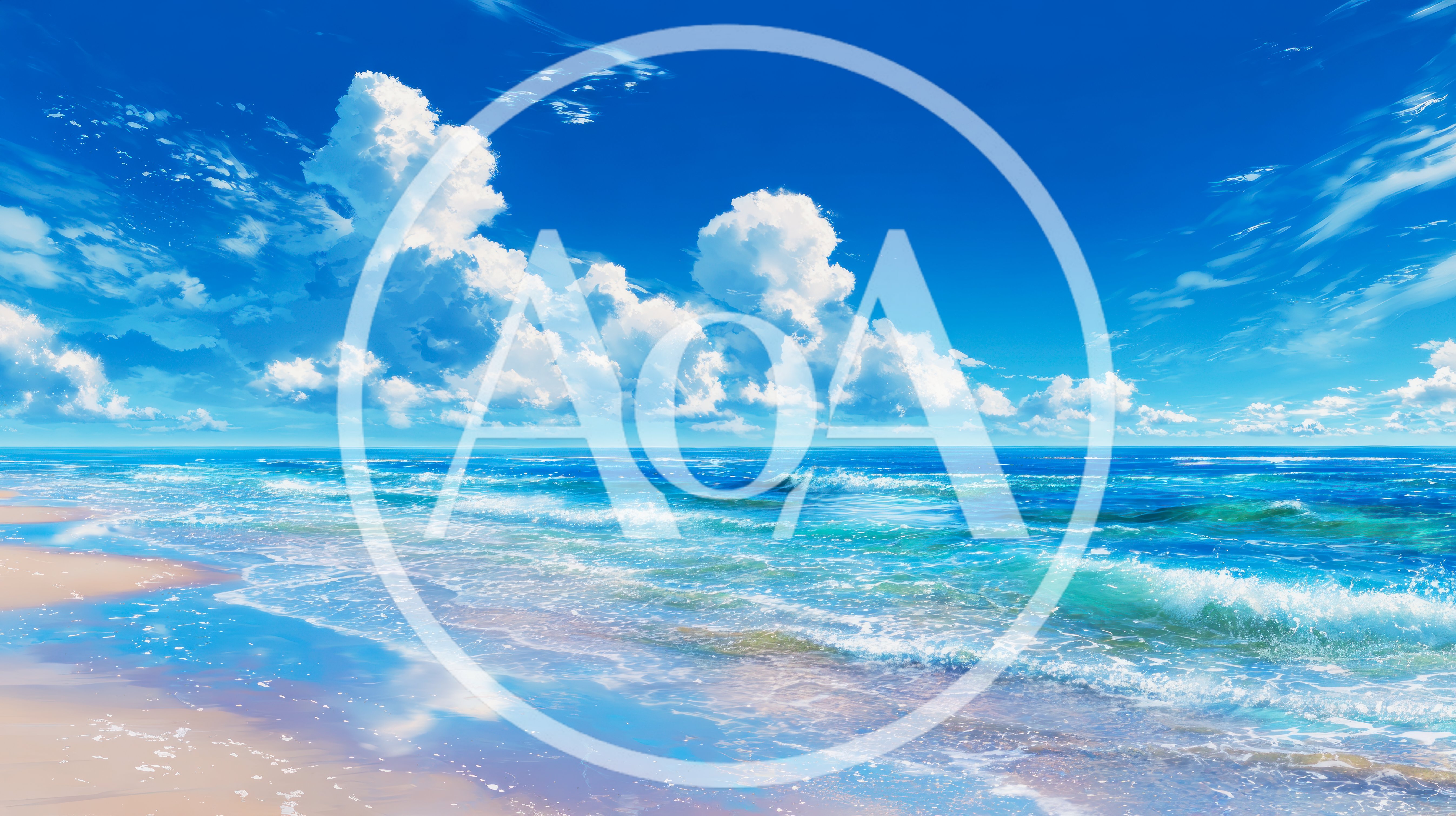 Vibrant Tropical Beach With Rolling Waves And Cumulus Clouds