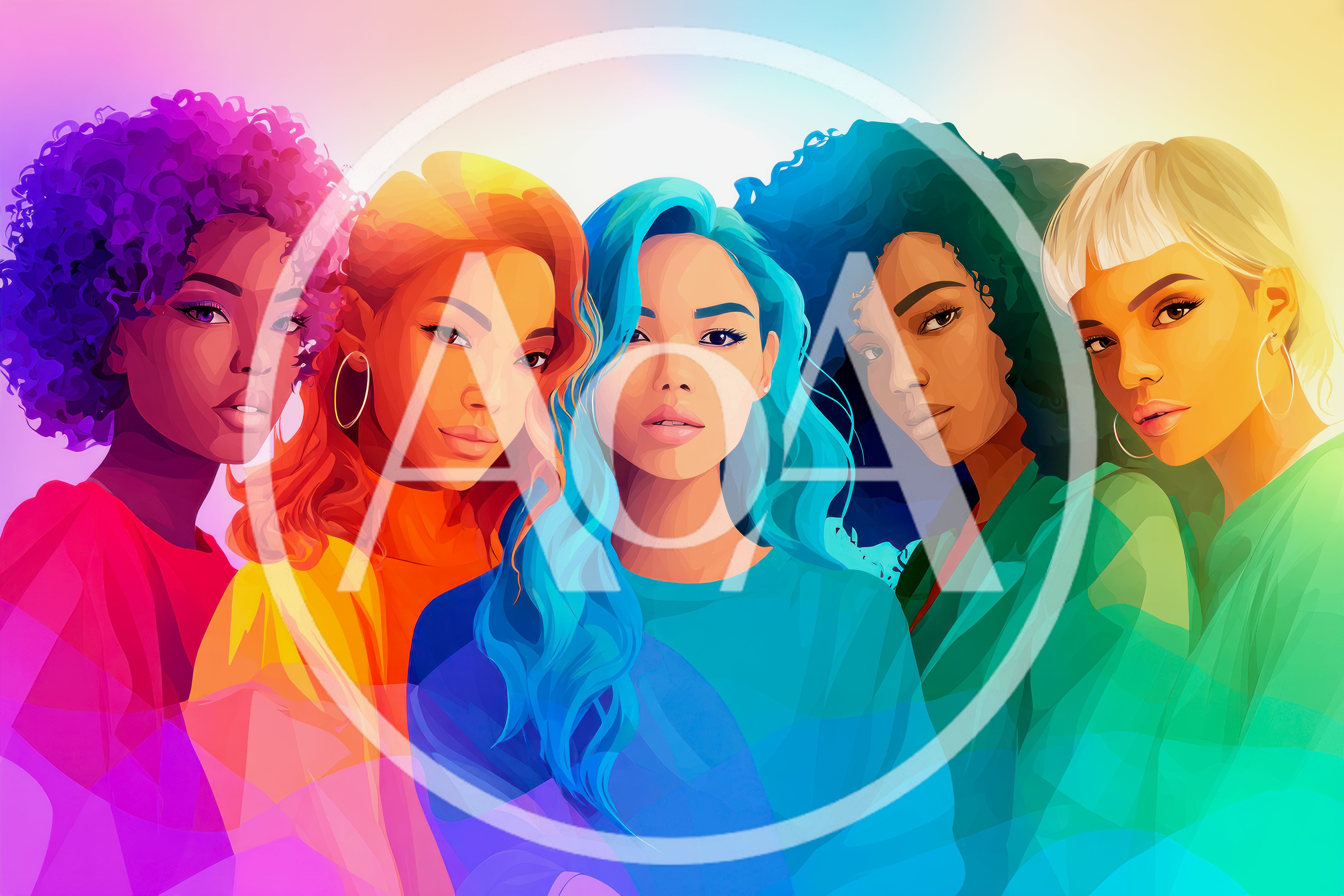 Diverse Group Of Women With Colorful Hair Styles