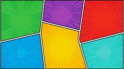 Comic Book Page Layout With Colorful Sunburst Panels