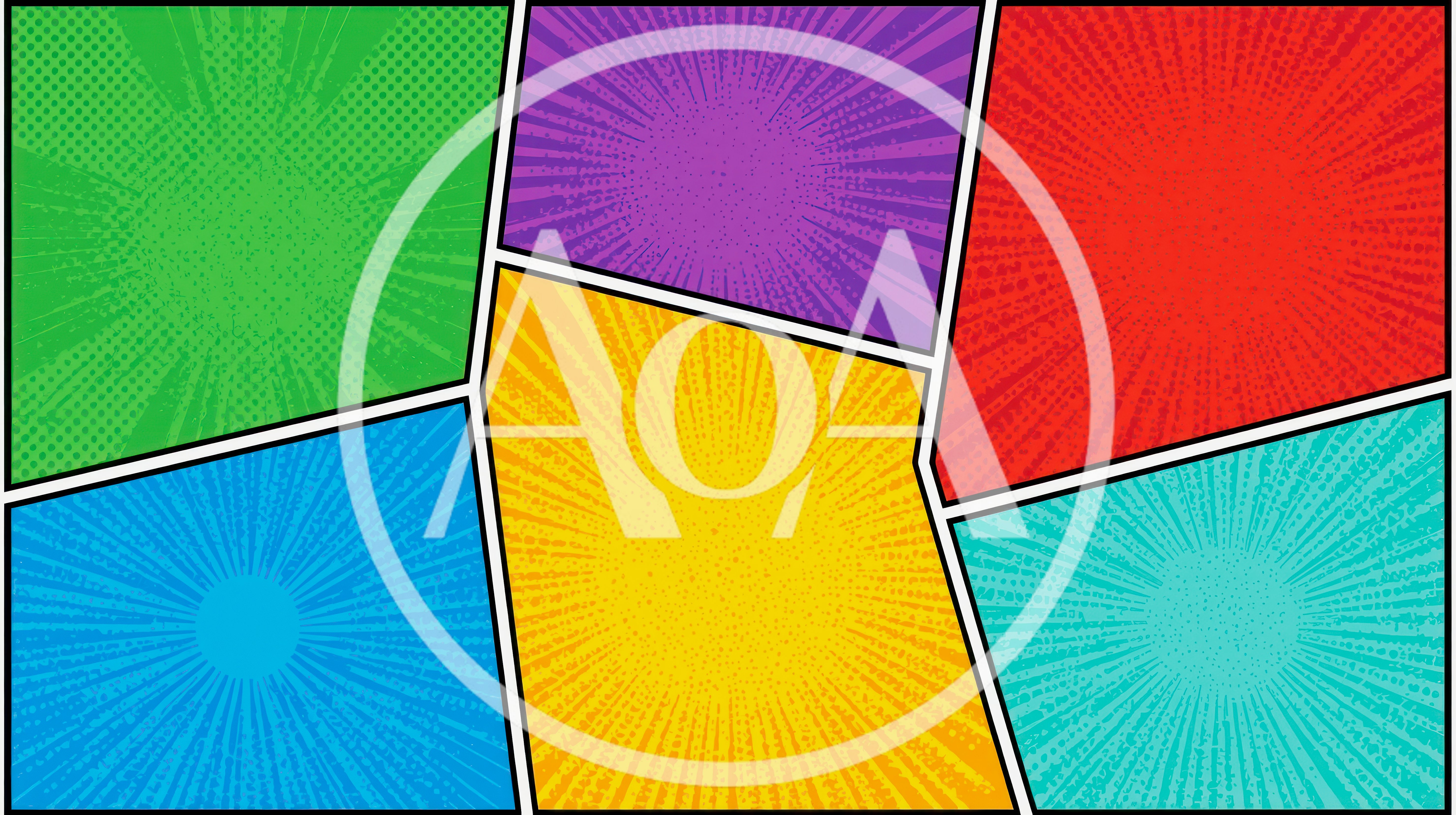 Comic Book Page Layout With Colorful Sunburst Panels