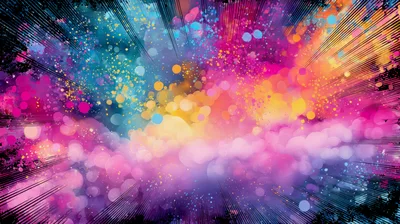 Abstract Colorful Explosion With Radiant Light Rays