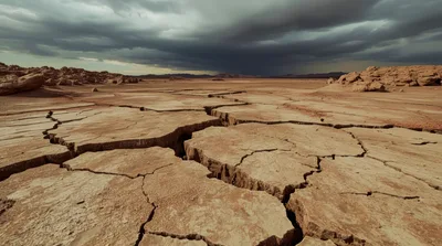 Cracked Dry Earth Under A Stormy Sky