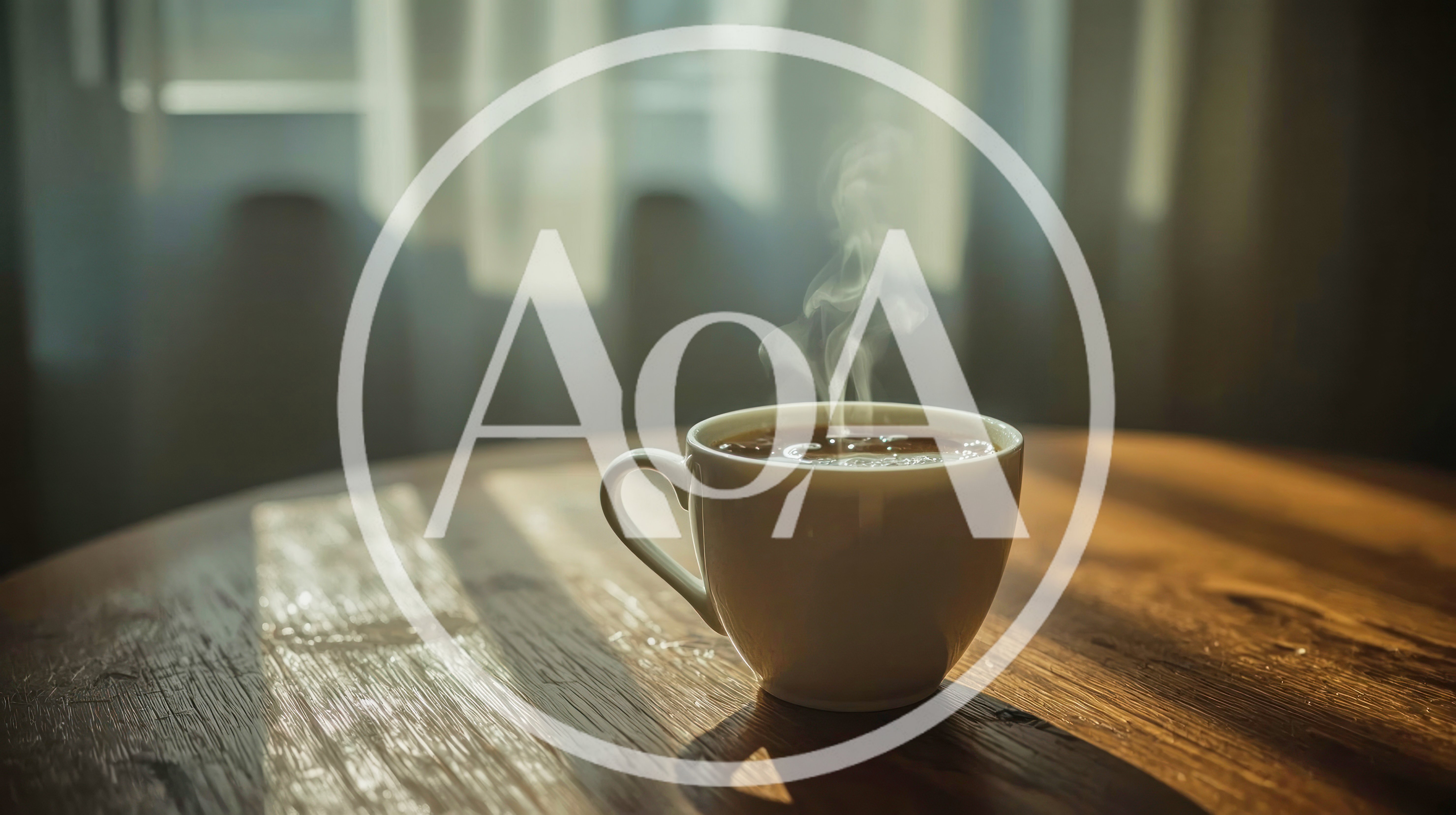 Steaming Cup Of Coffee On A Wooden Table