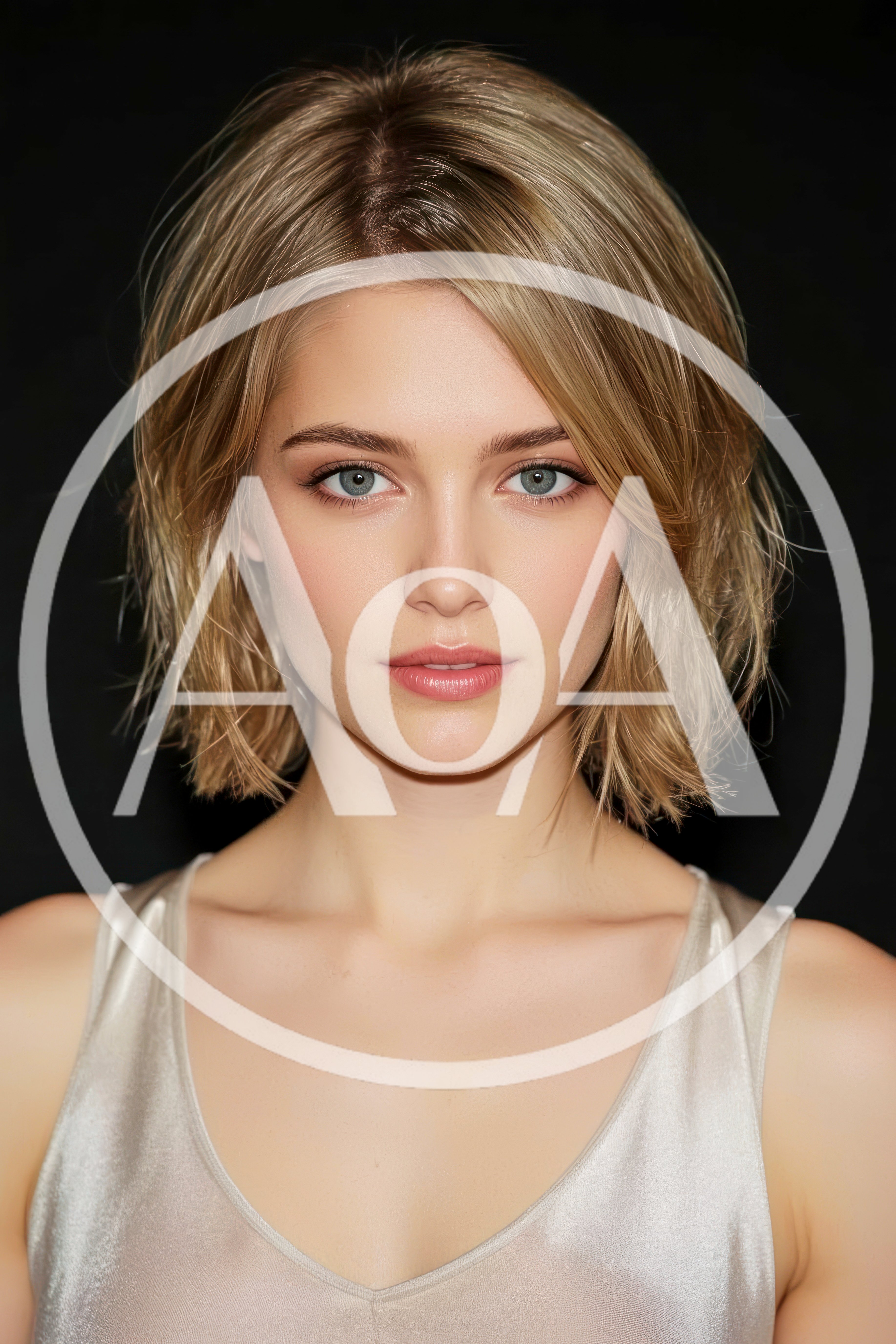 Portrait Of A Young Woman With Blonde Bob Haircut