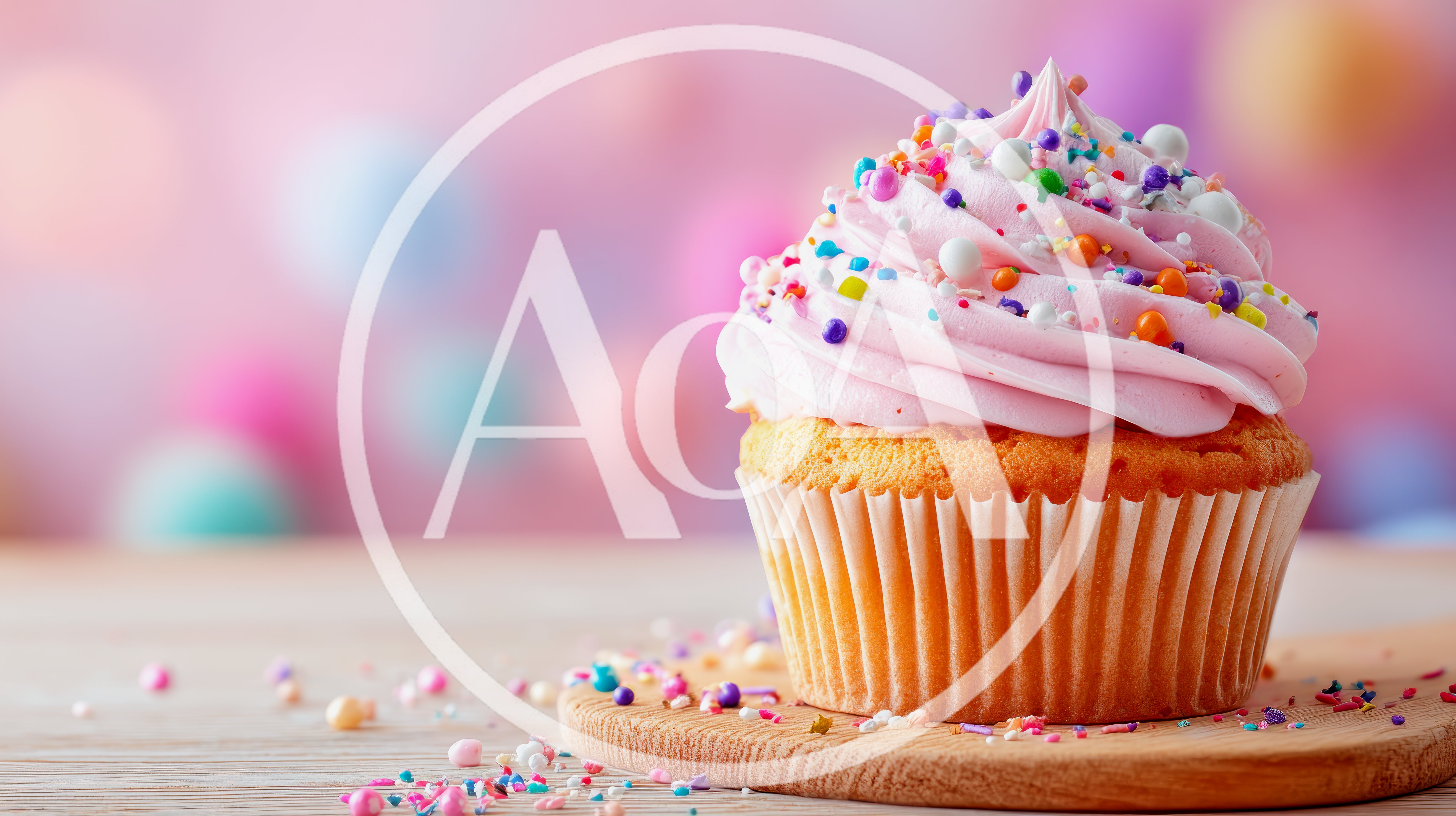 Single Vanilla Cupcake With Pink Frosting And Sprinkles