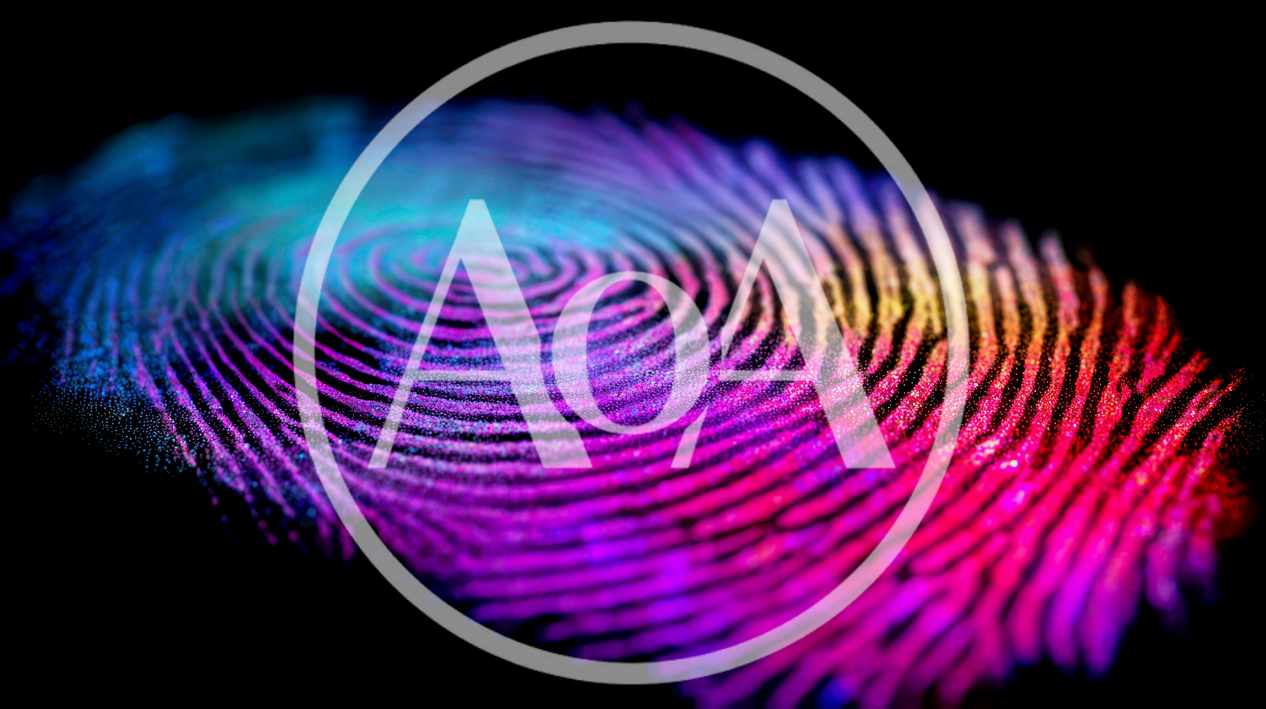 Colorful Glowing Fingerprint Pattern On Black Background