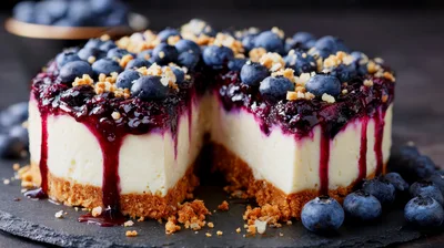 Blueberry Cheesecake With Berry Compote Drizzle