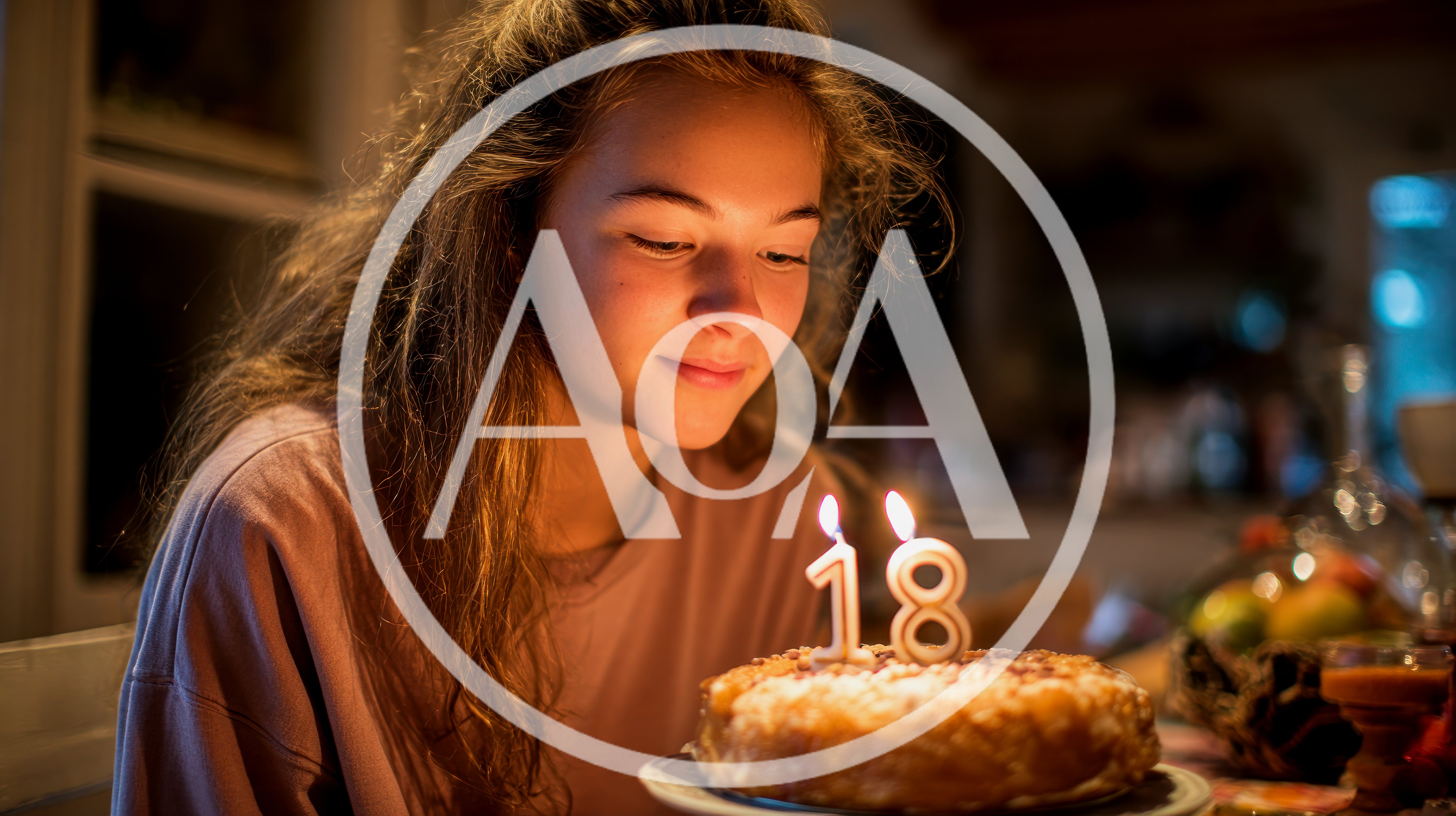 Young Woman Celebrating Her Eighteenth Birthday With Cake