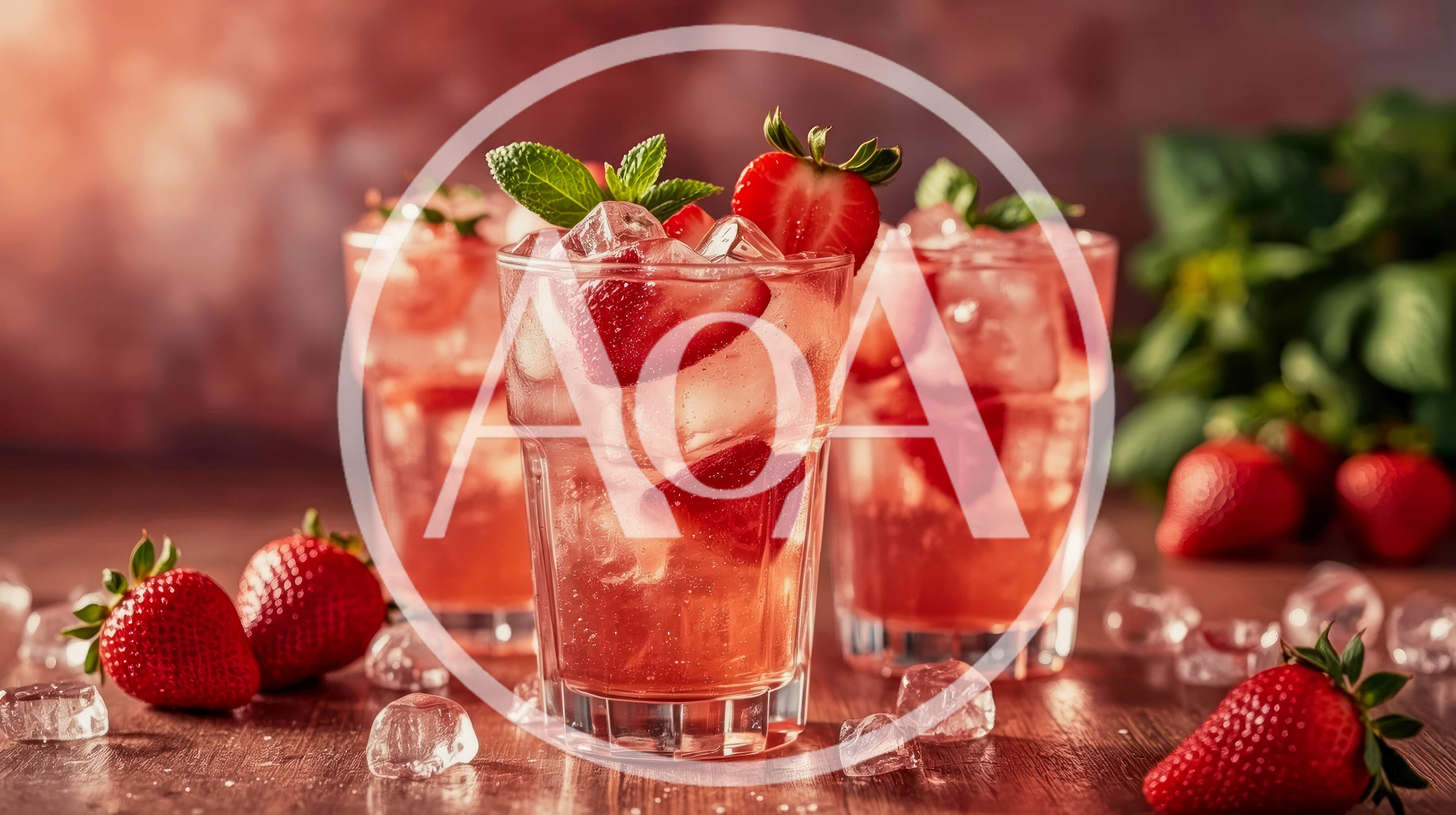 Refreshing Strawberry Cocktails With Ice And Mint