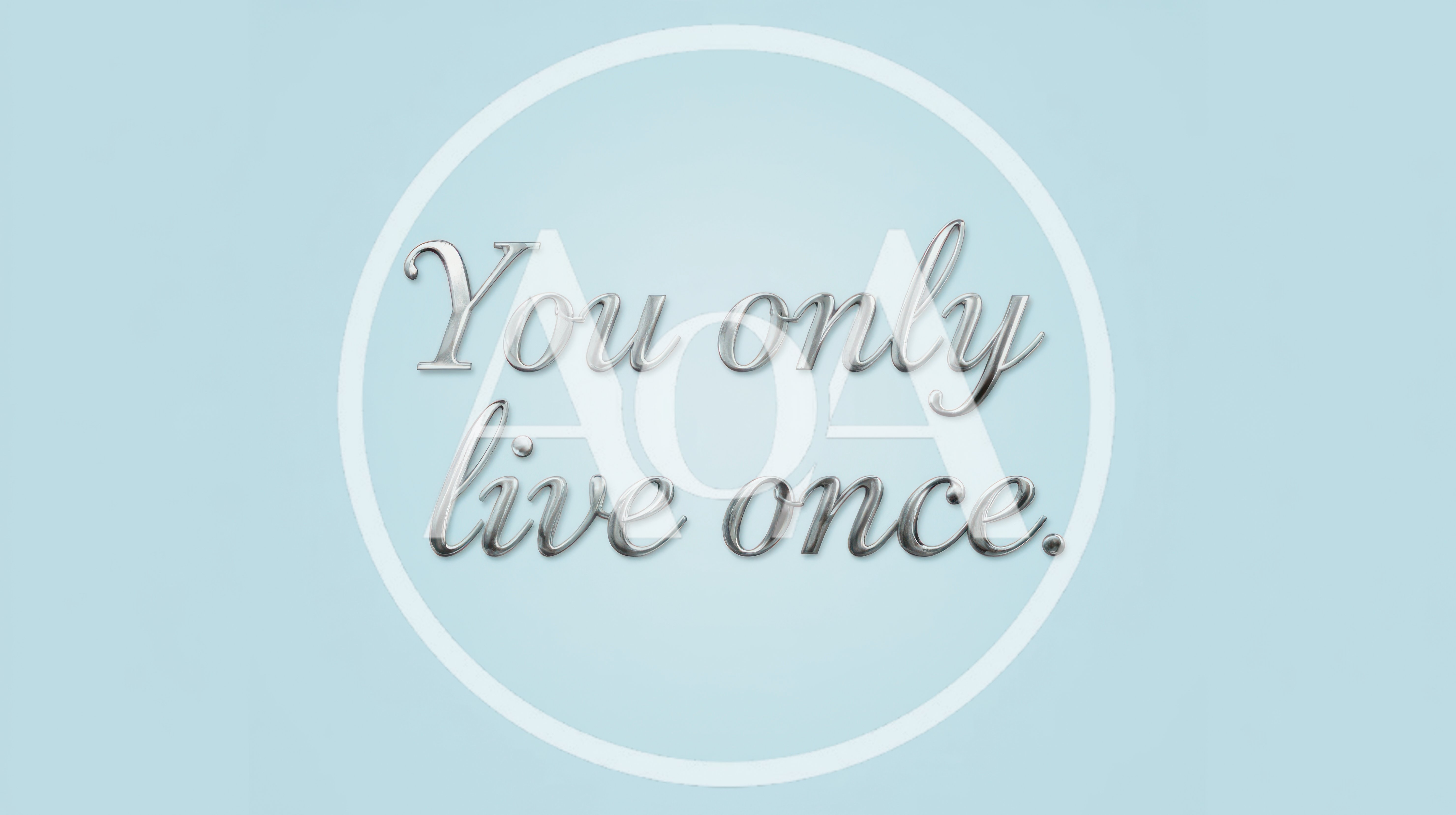 Silver Metallic Text You Only Live Once On Blue Background