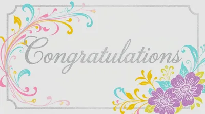 Congratulations Greeting Card With Floral Flourishes