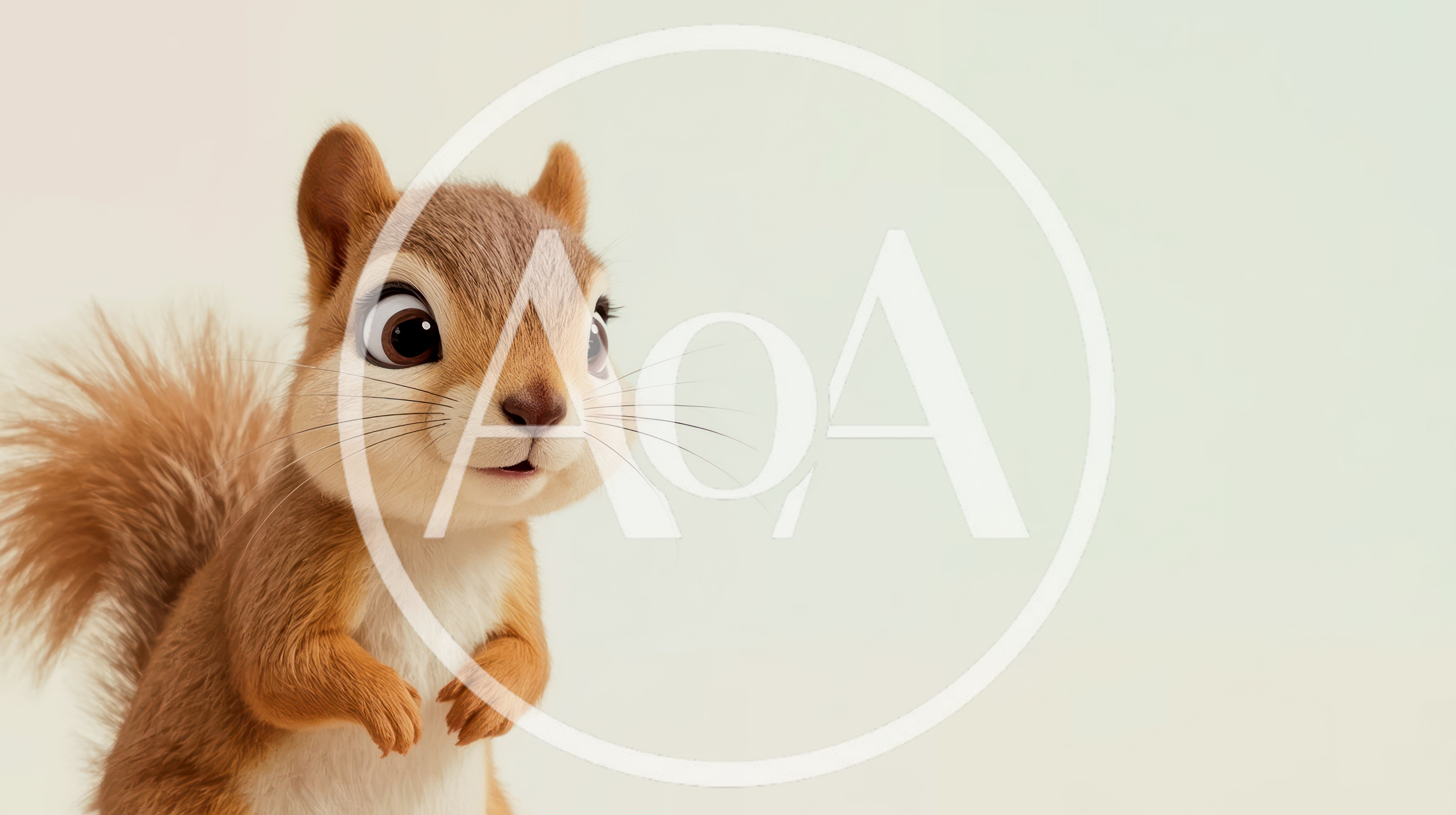Cute Animated Squirrel Character On Plain Background