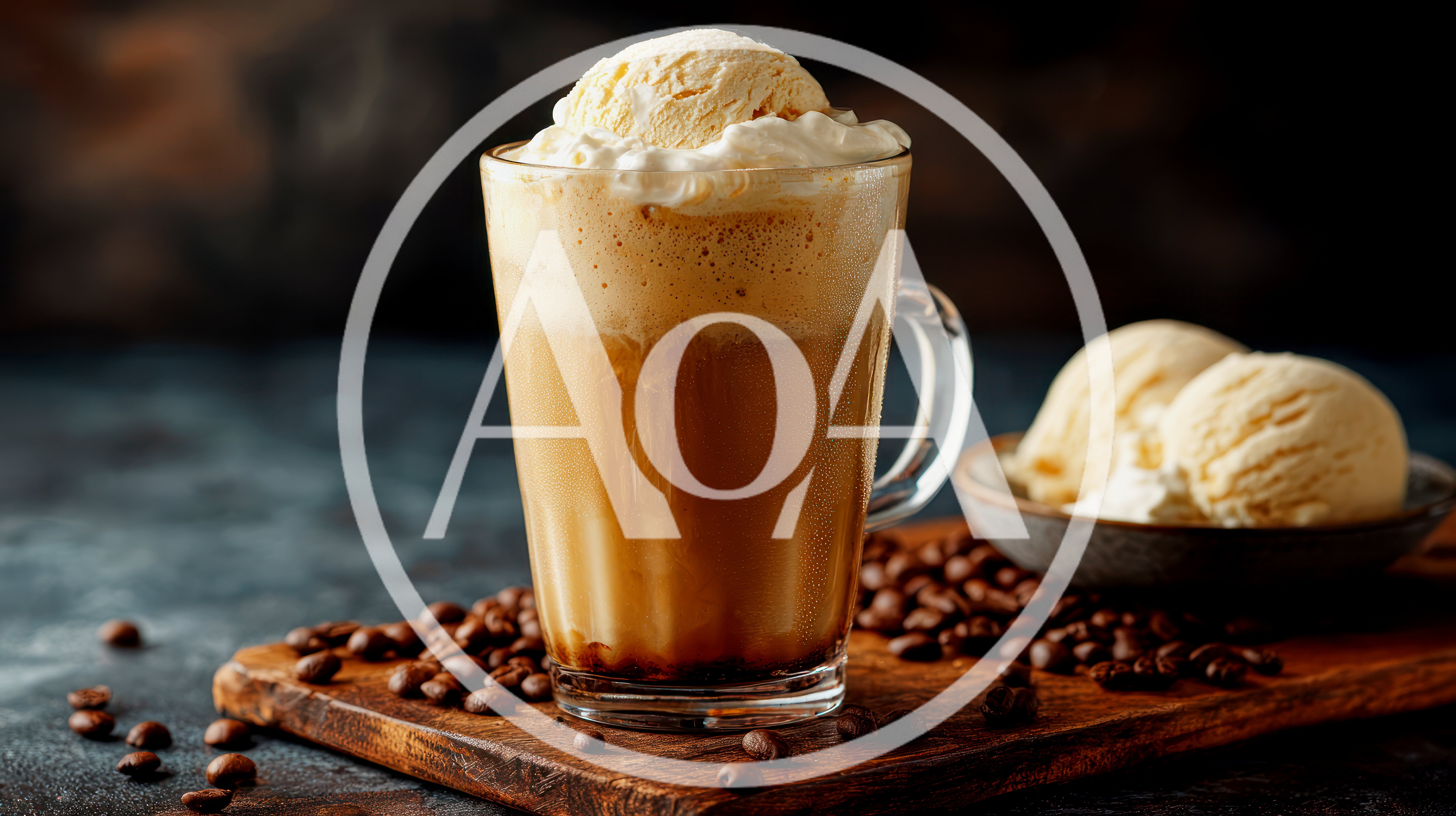 Iced Coffee Float With Vanilla Ice Cream Scoop