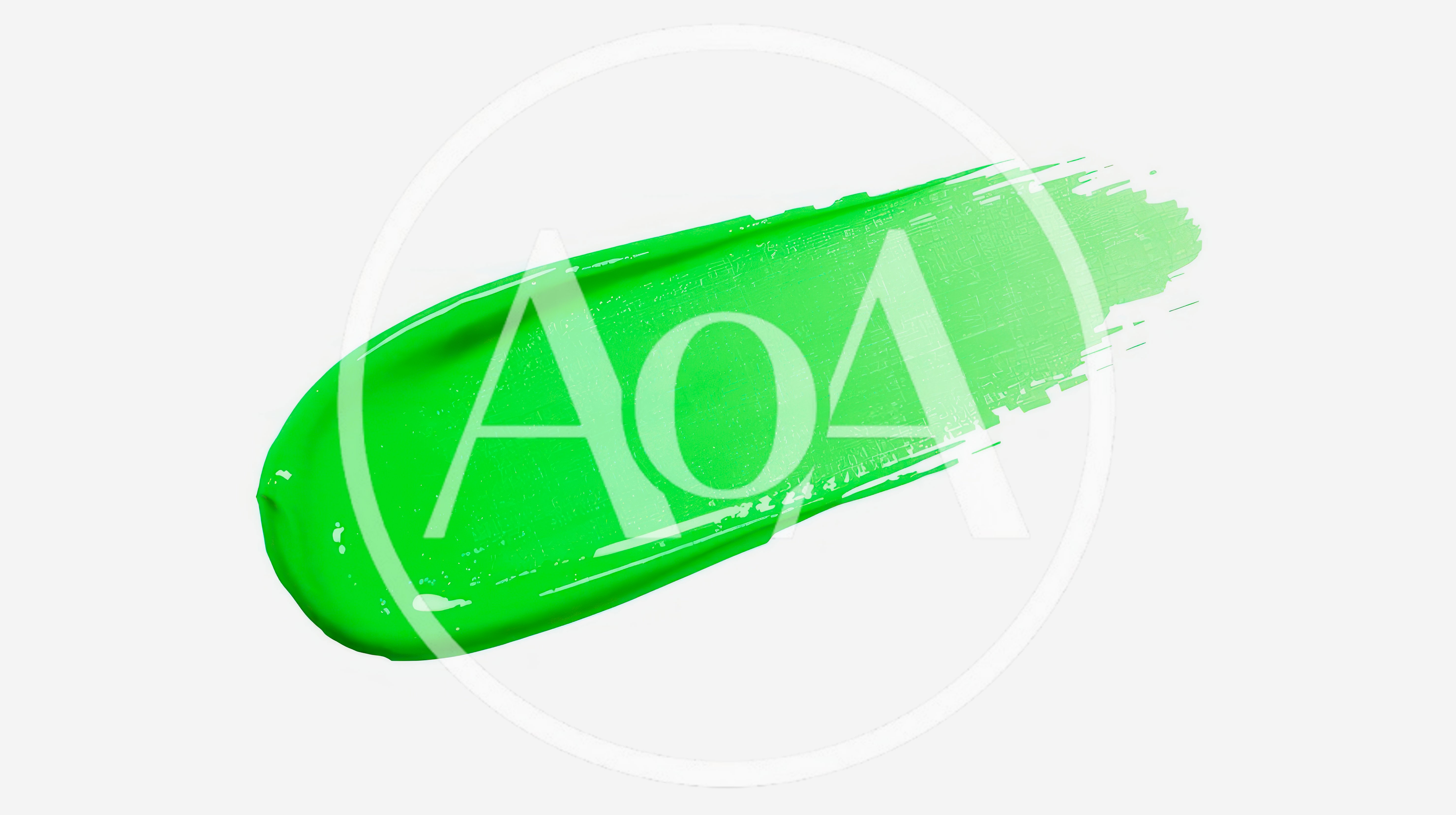 Bright Green Paint Stroke On White Background
