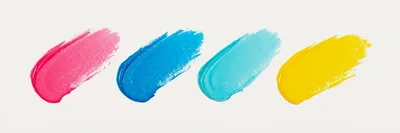 Four Vibrant Paint Swatches On White Background