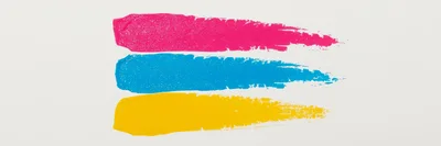 Three Horizontal Paint Brush Strokes In CMYK Colors