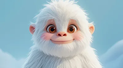 Cute White Yeti Character Portrait