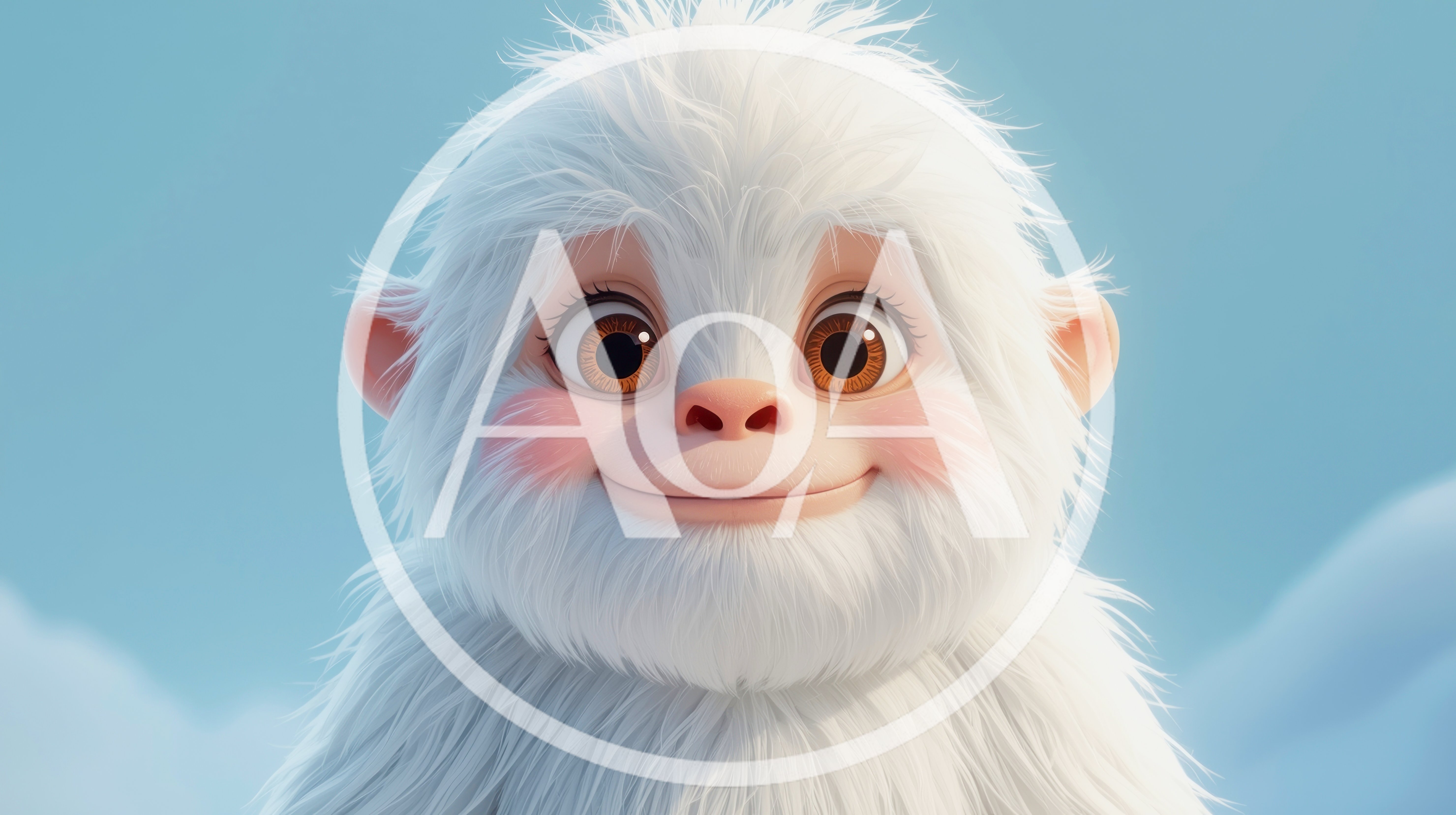 Cute White Yeti Character Portrait
