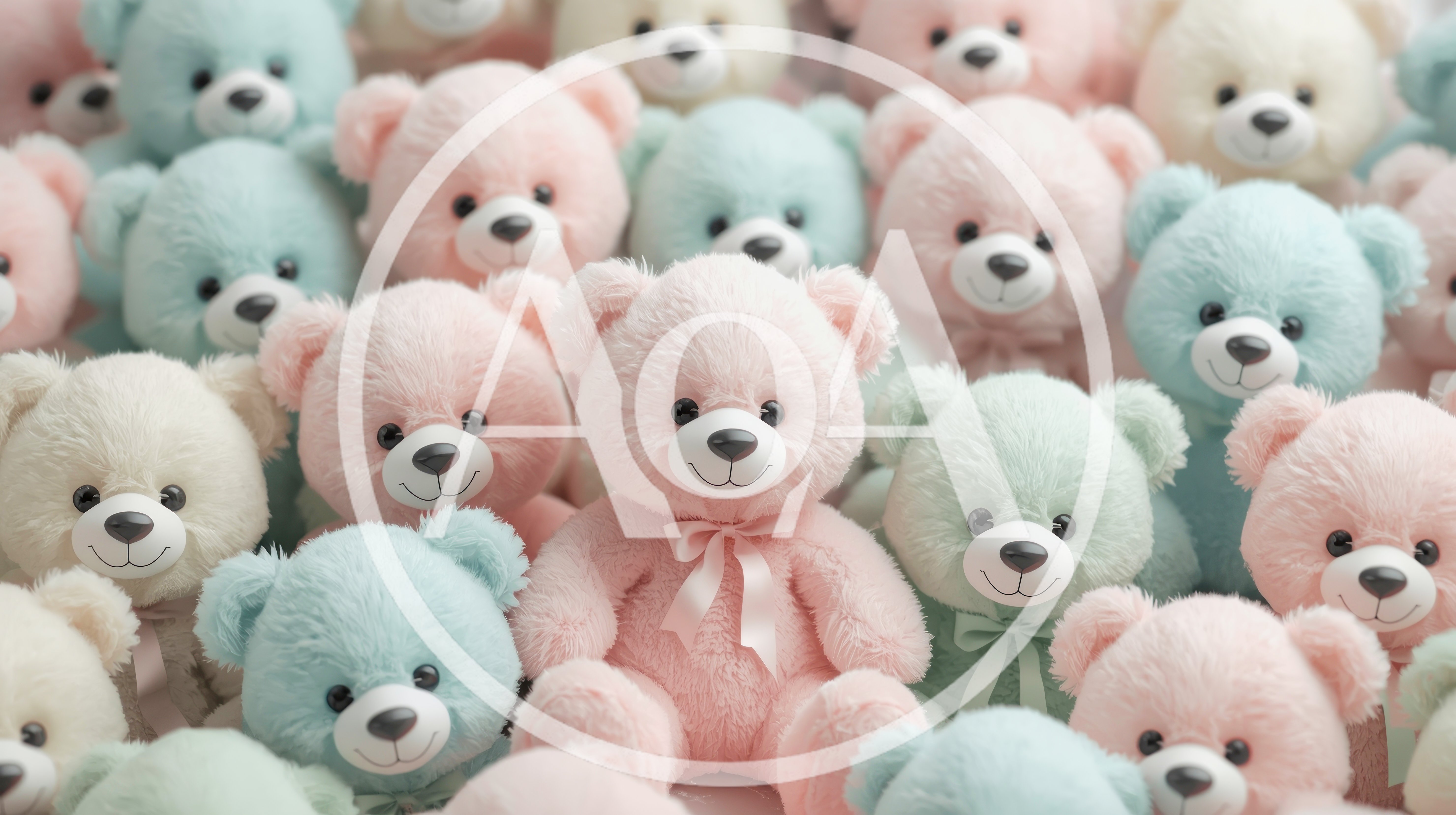 Group Of Pastel Colored Teddy Bears