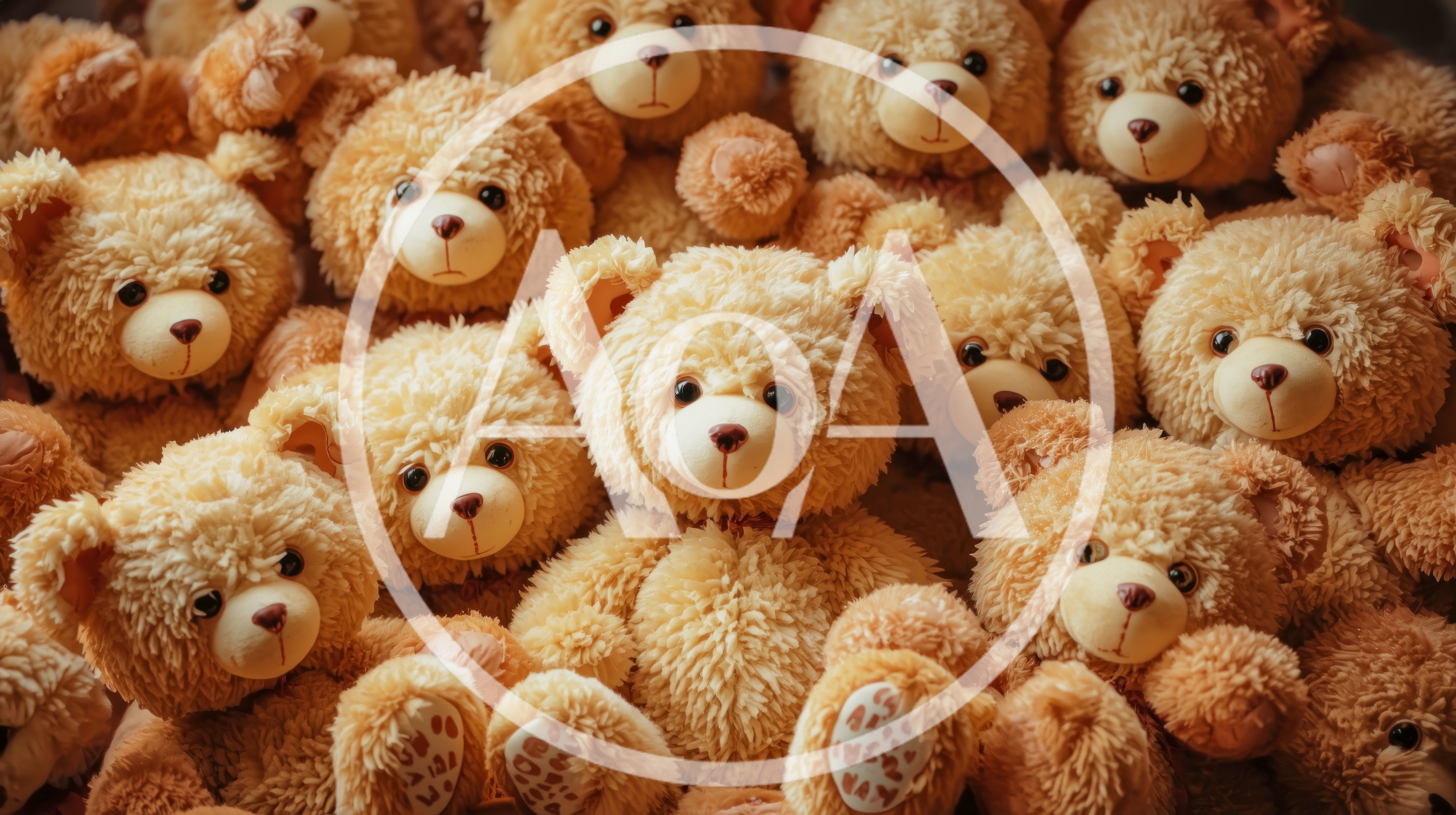 Group Of Fluffy Brown Teddy Bears