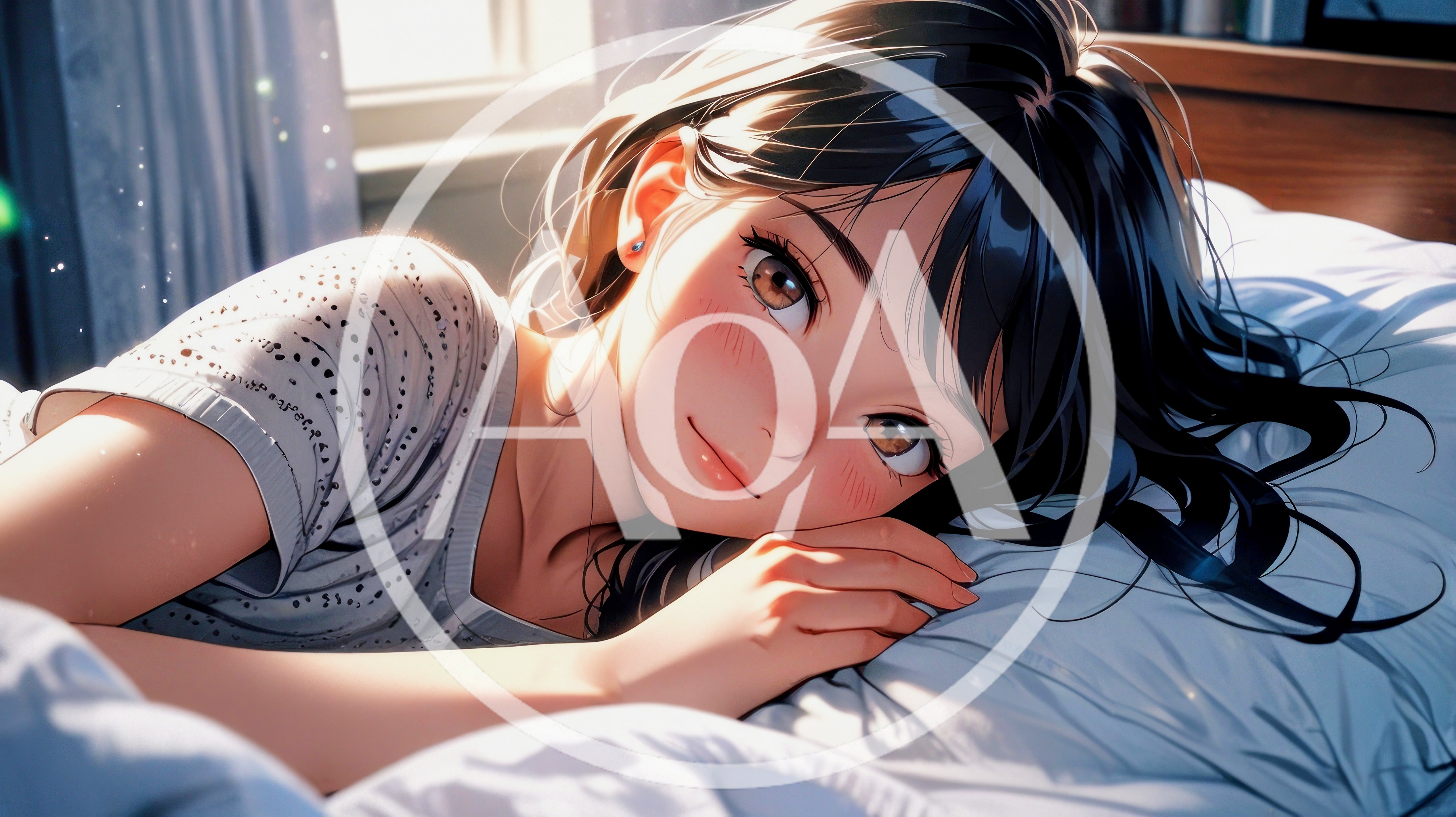 Young Woman Resting In Bed During Morning Sunlight