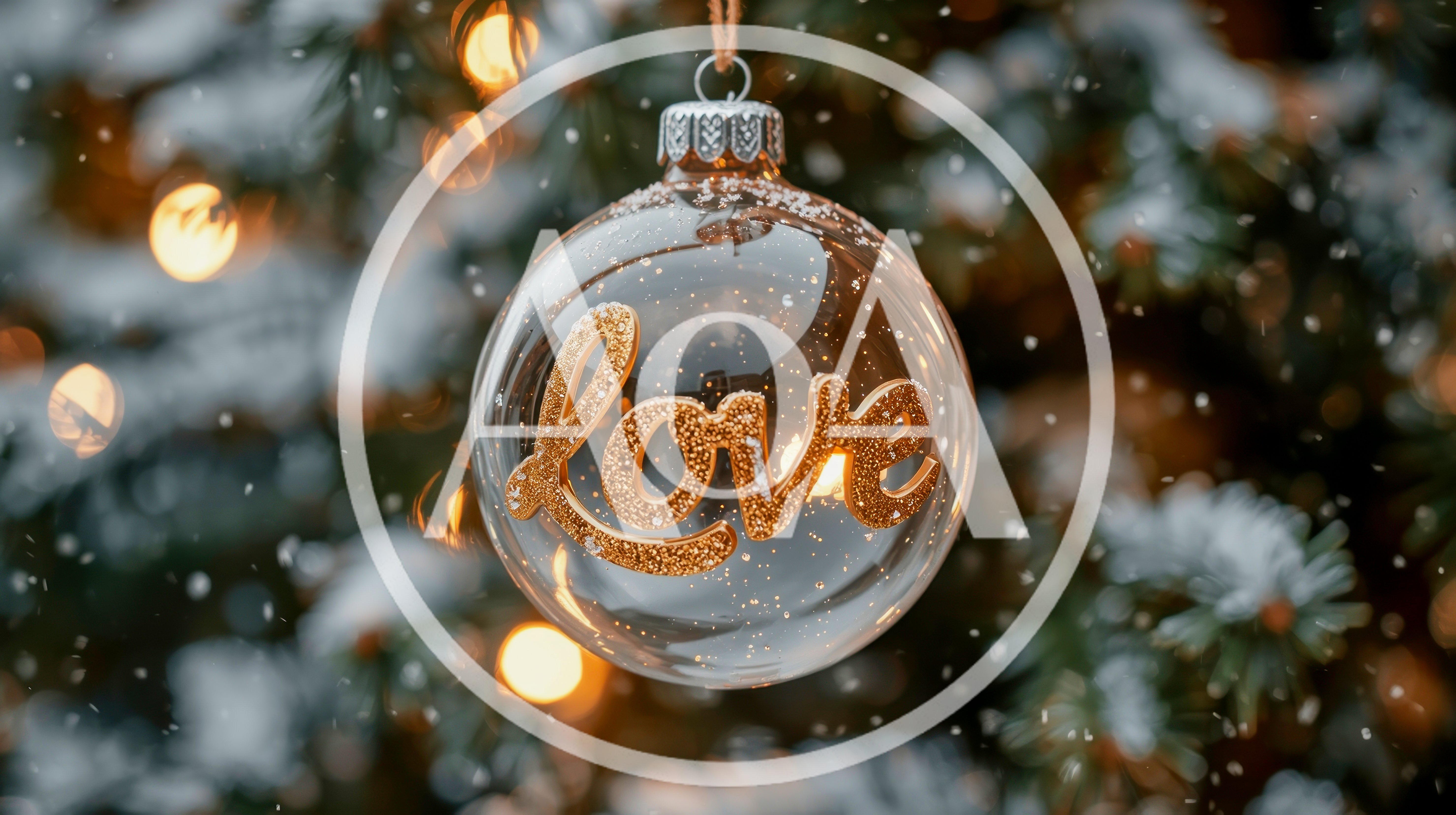 Clear Glass Christmas Ornament With Gold Love Text