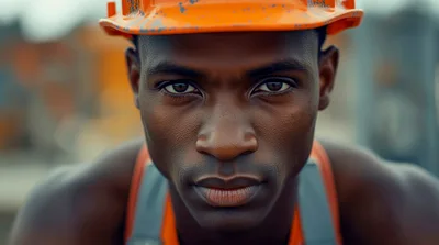 Portrait Of A Focused African Construction Worker