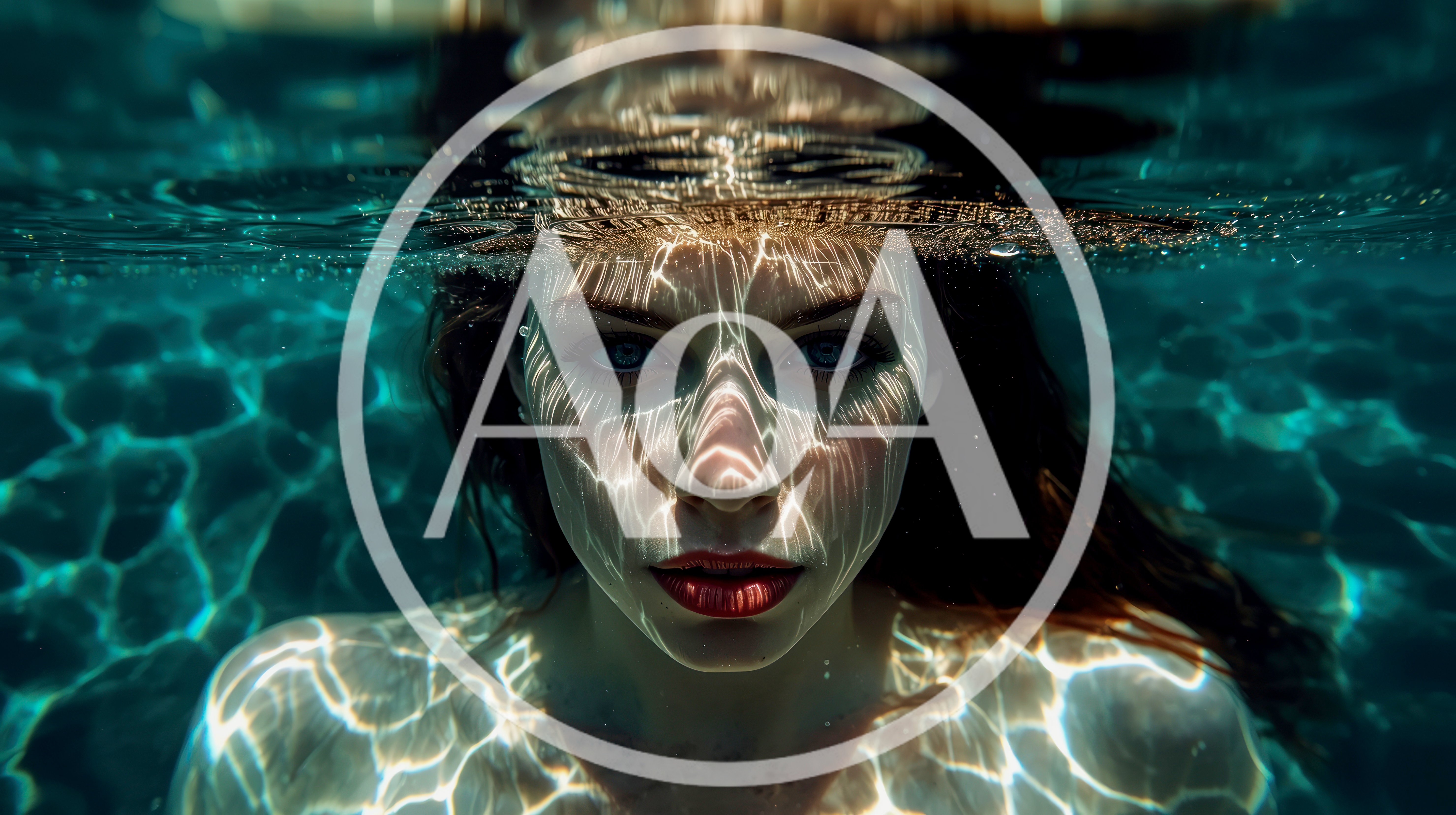 Woman Swimming Underwater With Sunlight Caustics