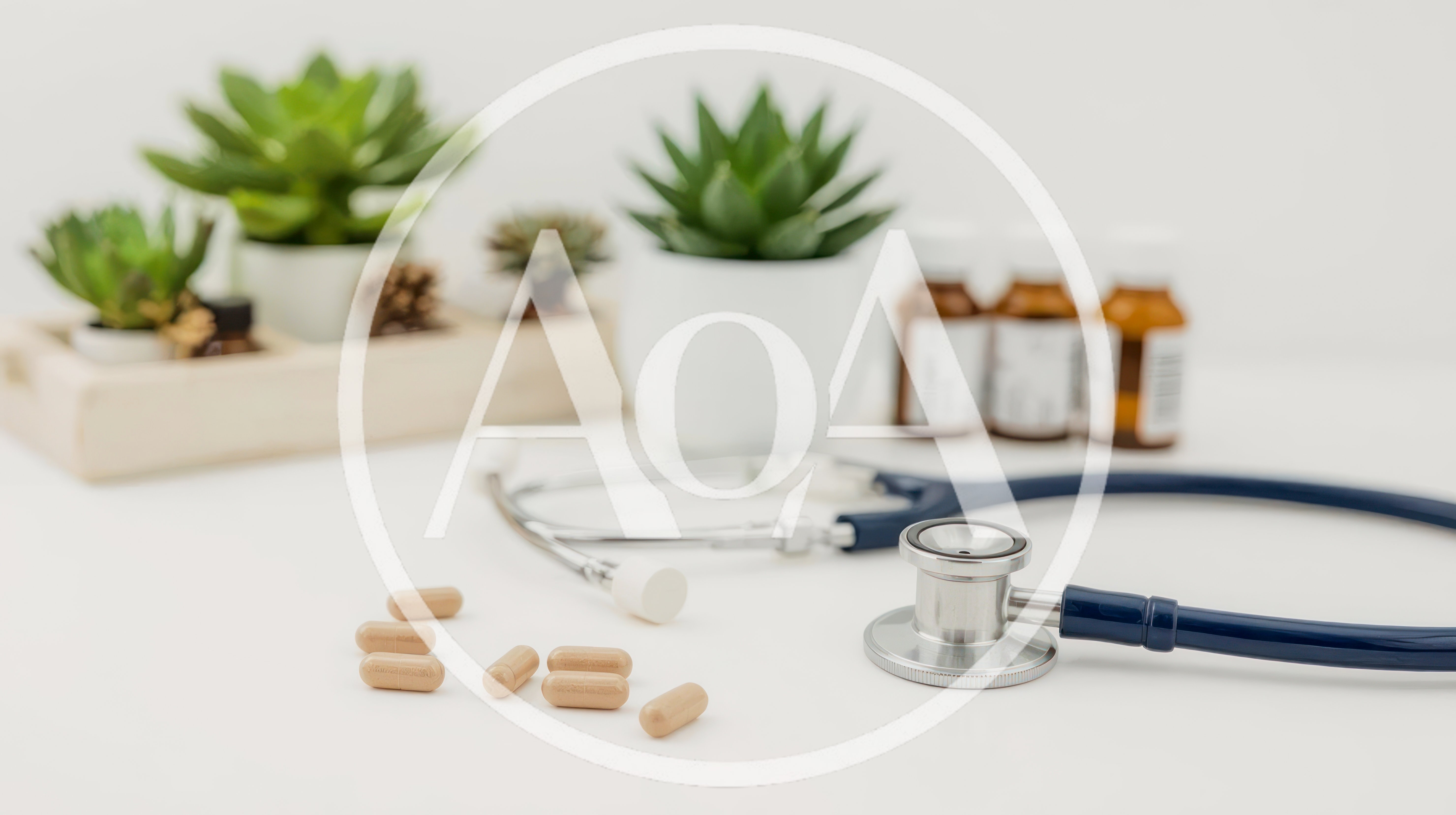Stethoscope and Medical Capsules on White Desk